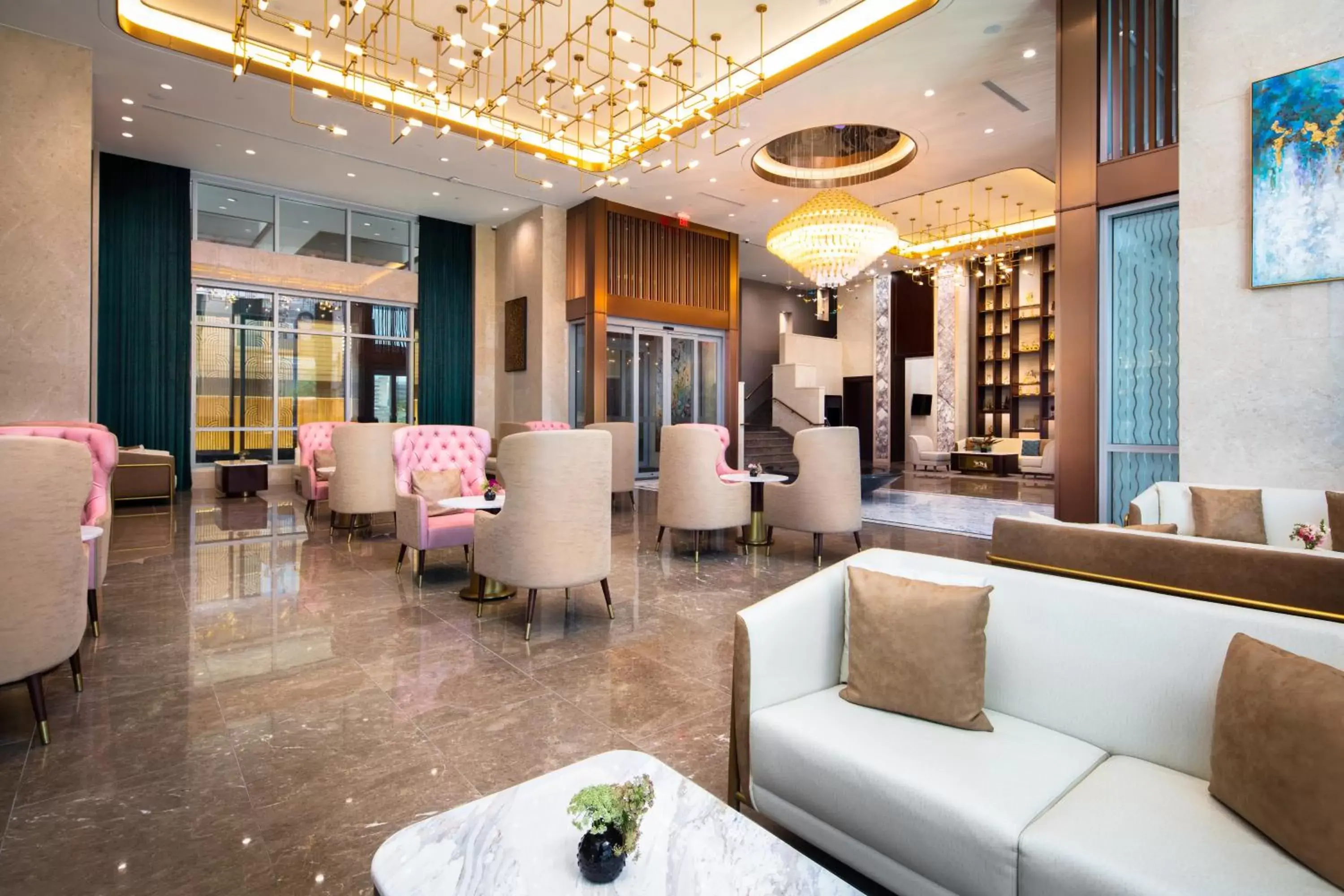 Lobby or reception, Lounge/Bar in Blossom Hotel Houston