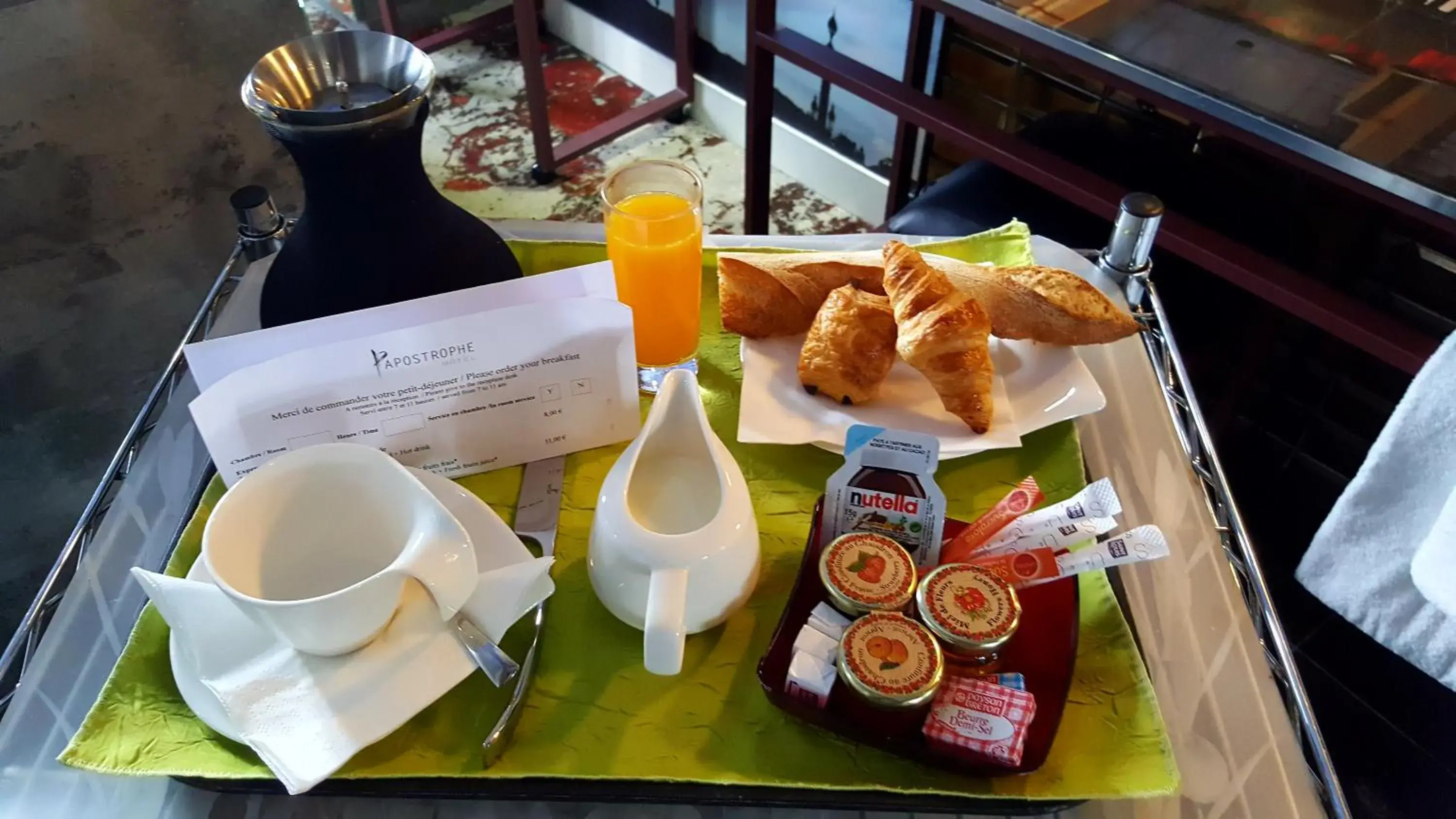 Continental breakfast in Apostrophe Hôtel