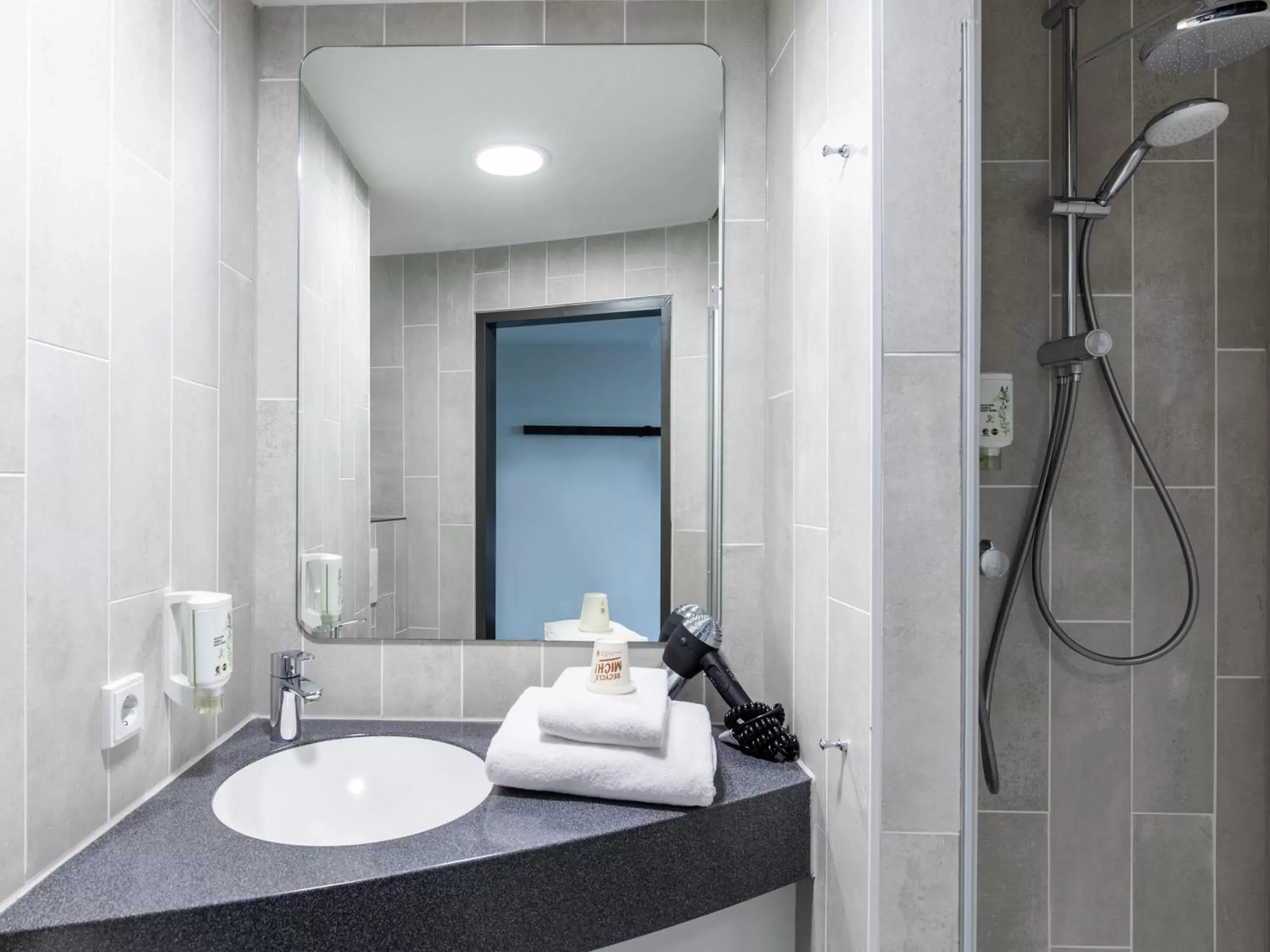 Shower, Bathroom in B&B Hotel Lübeck