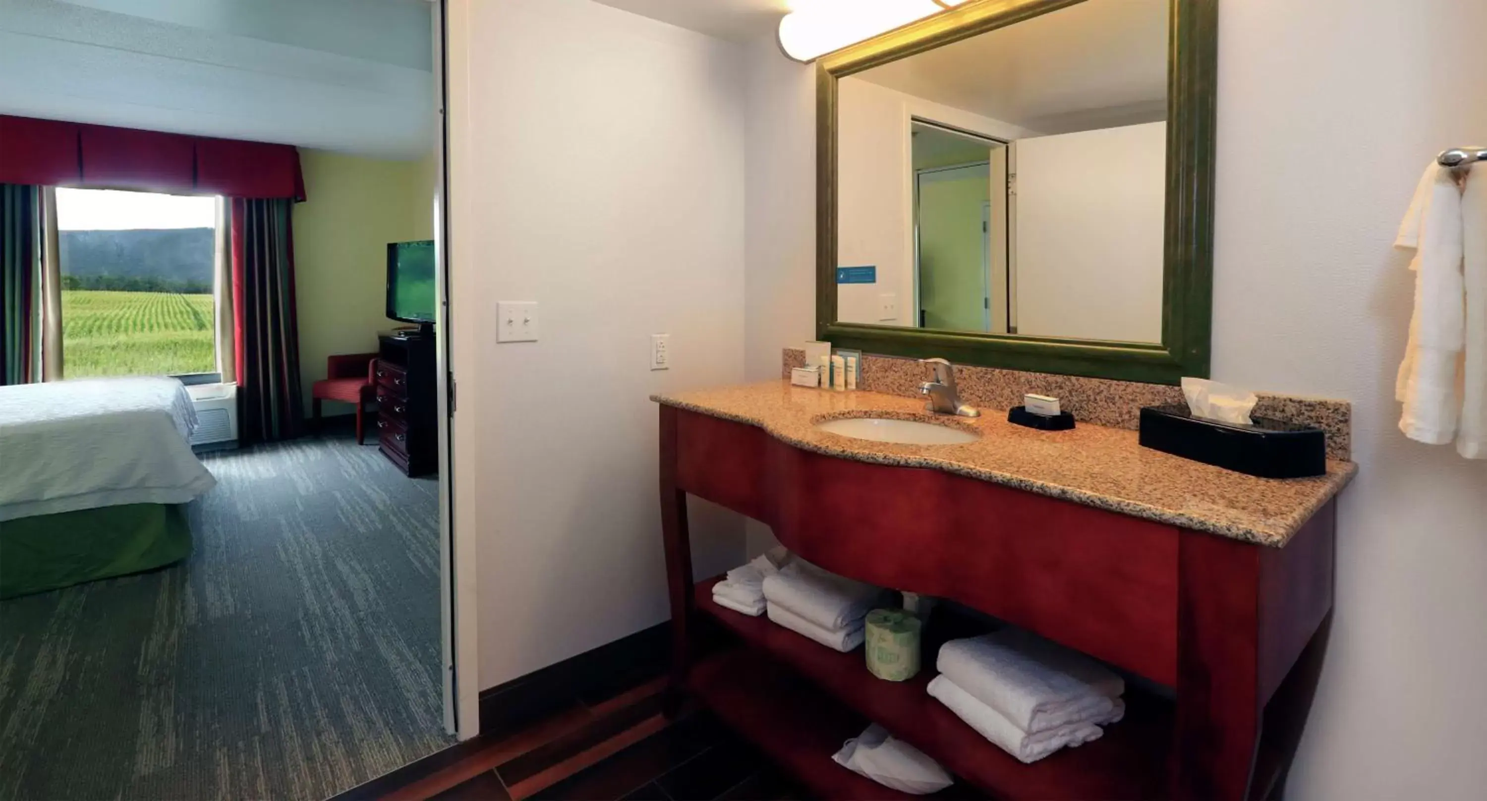 Bed, Bathroom in Hampton Inn and Suites of Lamar