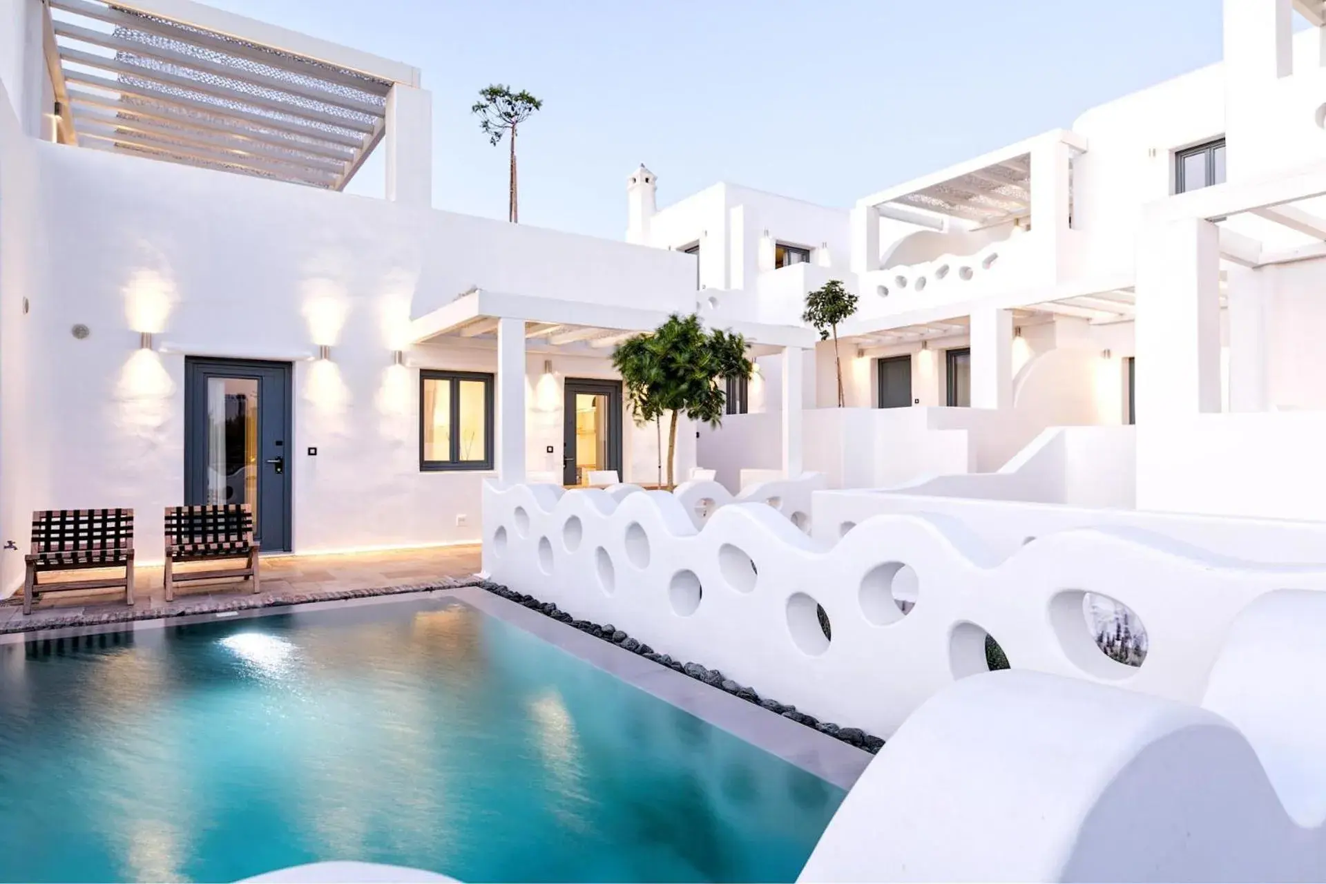 Balcony/Terrace, Swimming Pool in Portes Suites & Villas Mykonos