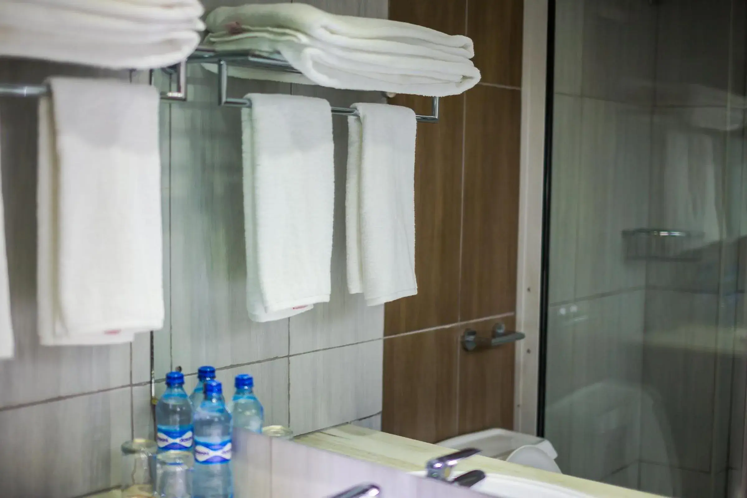 towels, Bathroom in Airport Landing Hotel