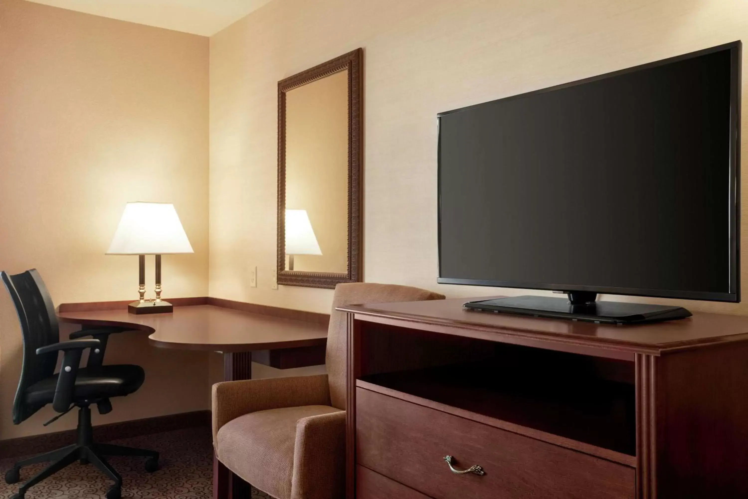 Bedroom, TV/Entertainment Center in Hampton Inn & Suites West Bend