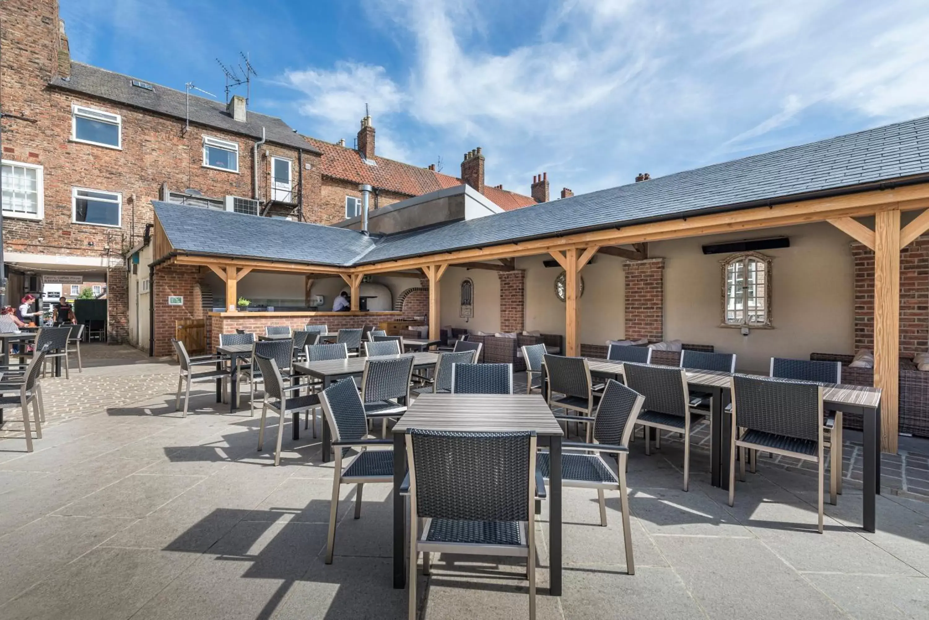 Patio, Property Building in The Golden Fleece Hotel, Thirsk, North Yorkshire