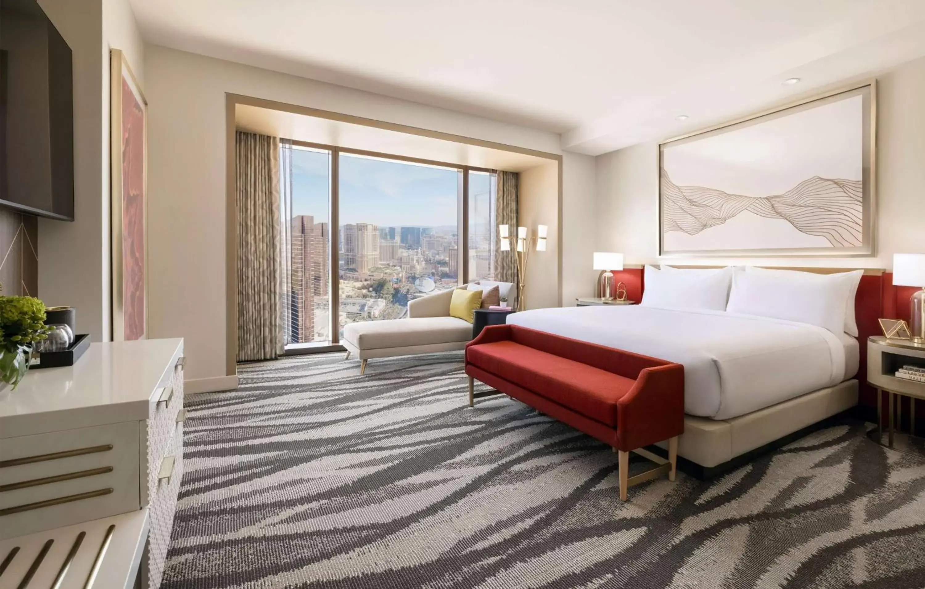Bedroom, Bed in Conrad Las Vegas At Resorts World