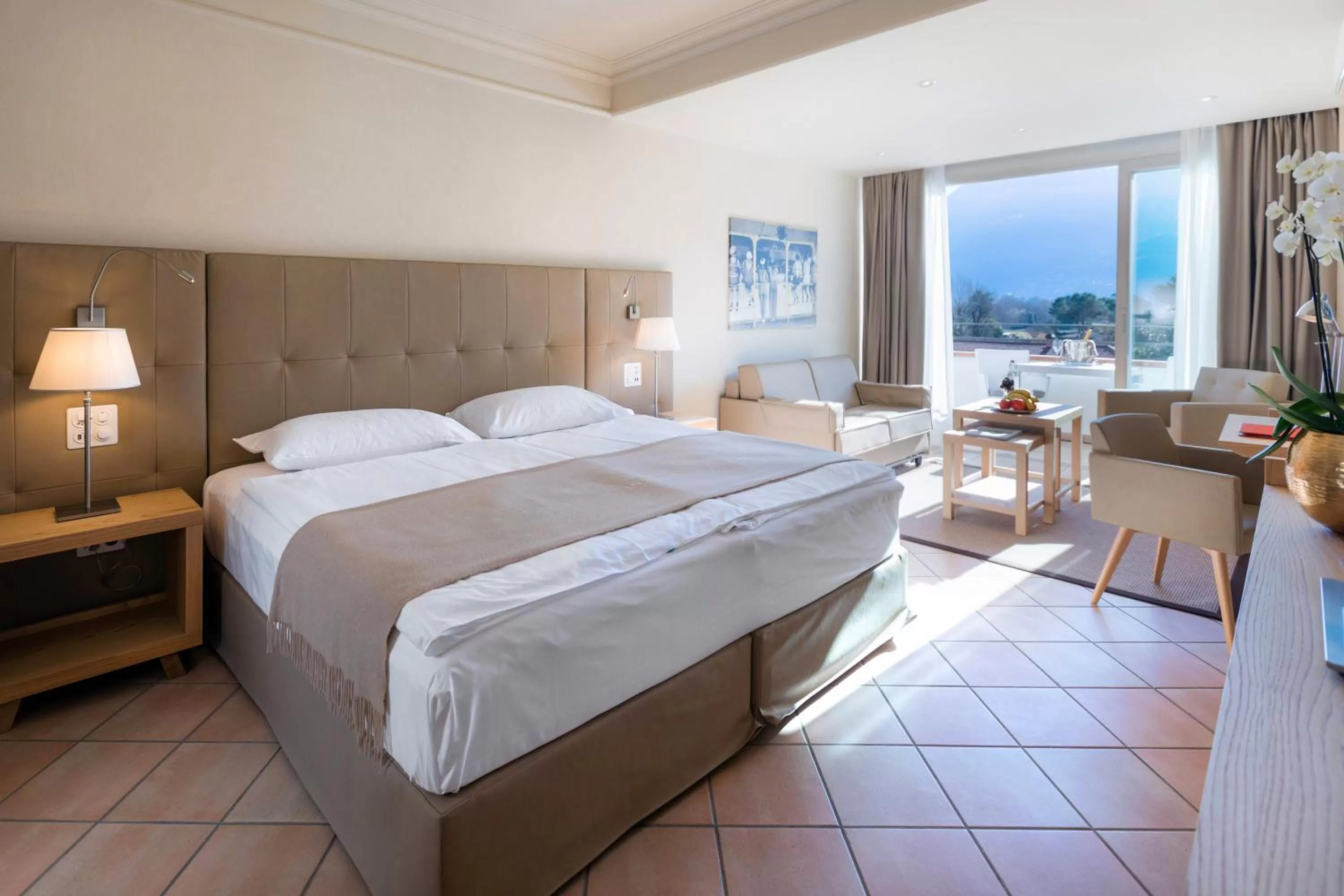 Balcony/Terrace, Bed in Parkhotel Delta, Wellbeing Resort