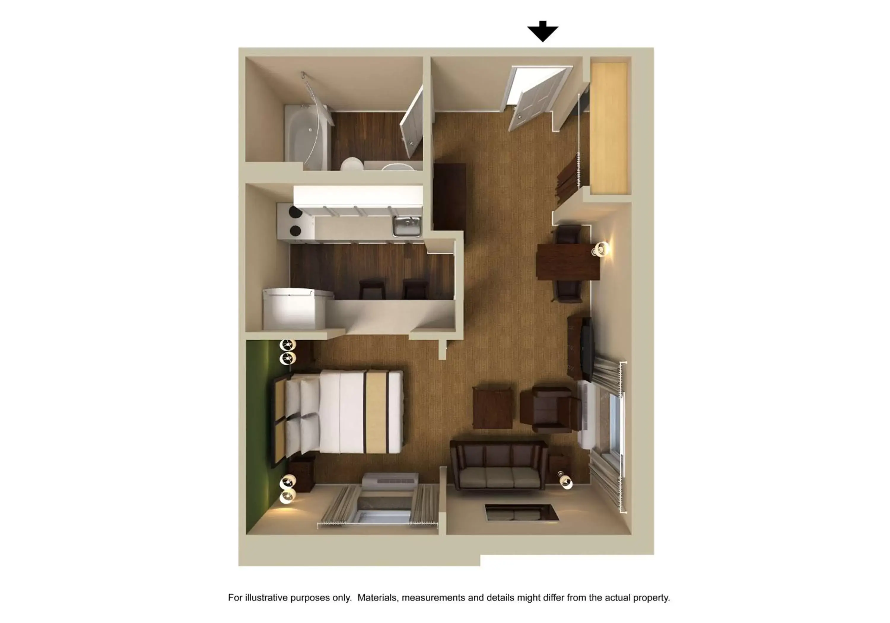 Bedroom, Floor Plan in Extended Stay America Suites - Fort Lauderdale - Cypress Creek - NW 6th Way