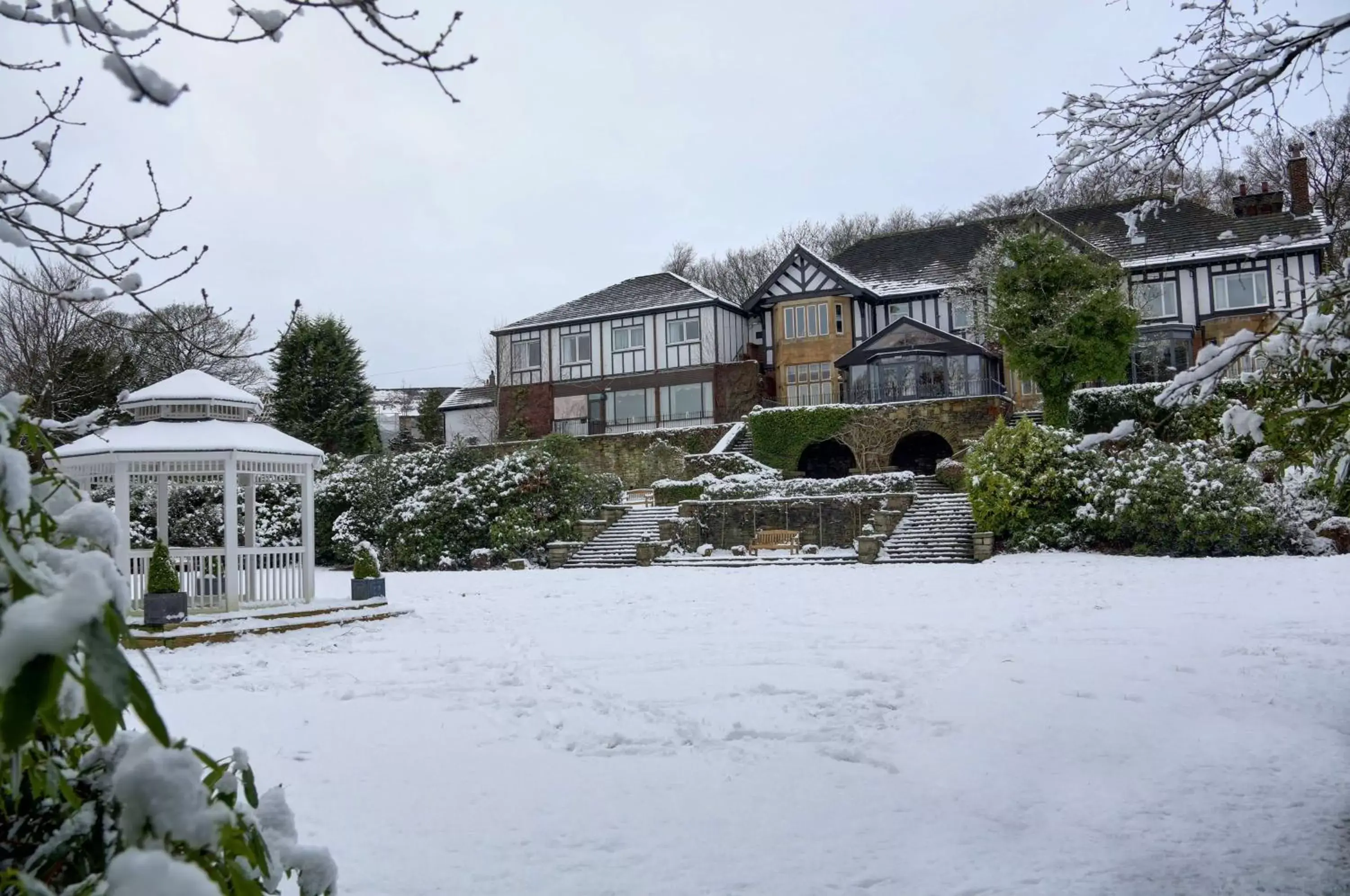 Property building, Winter in Burnley West Higher Trapp Hotel