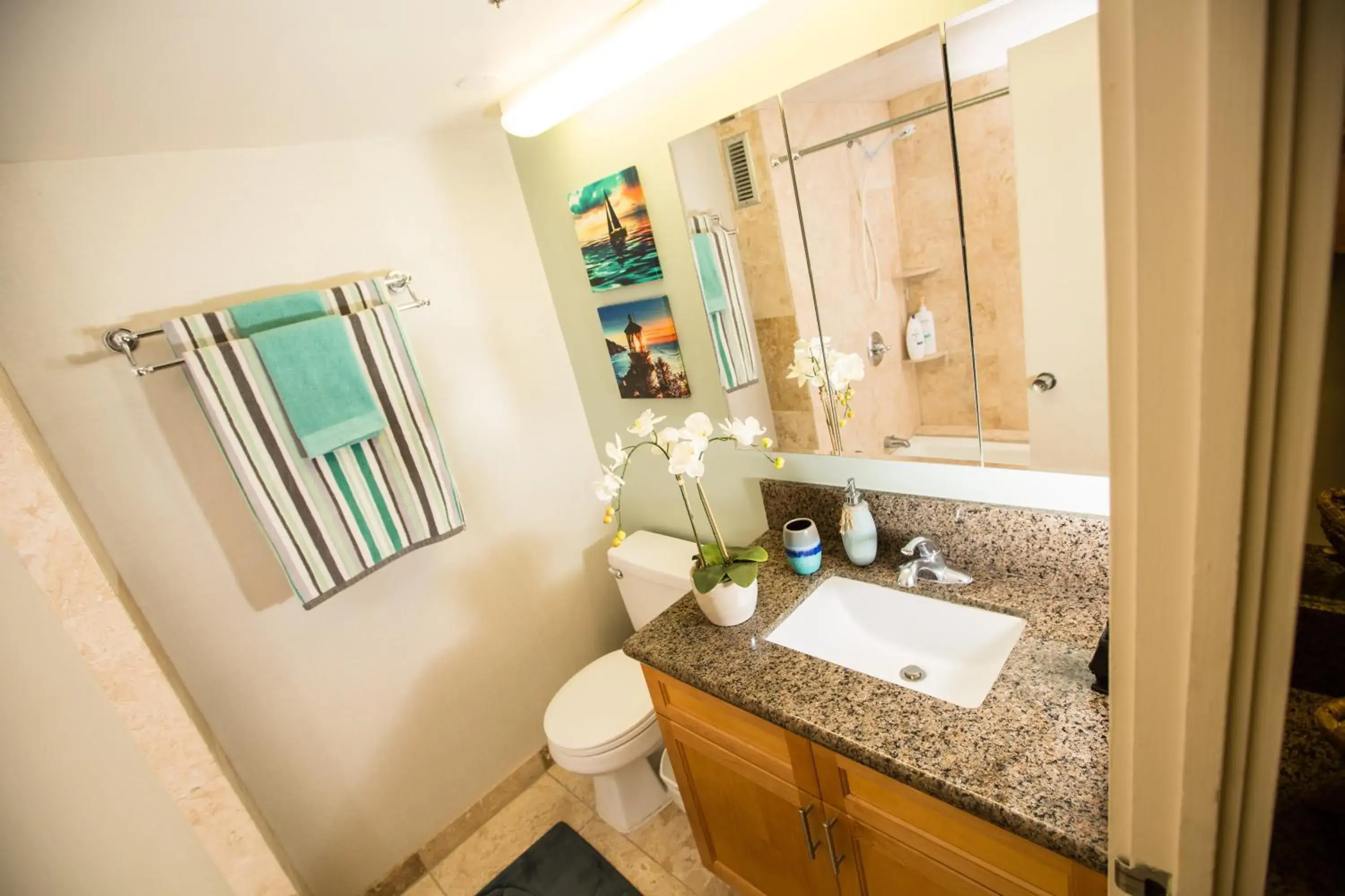 Bathroom in Tropical Studios at Marine Surf Waikiki - FREE PARKING - BEST LOCATION - FULL KITCHEN - SWIMMING POOL