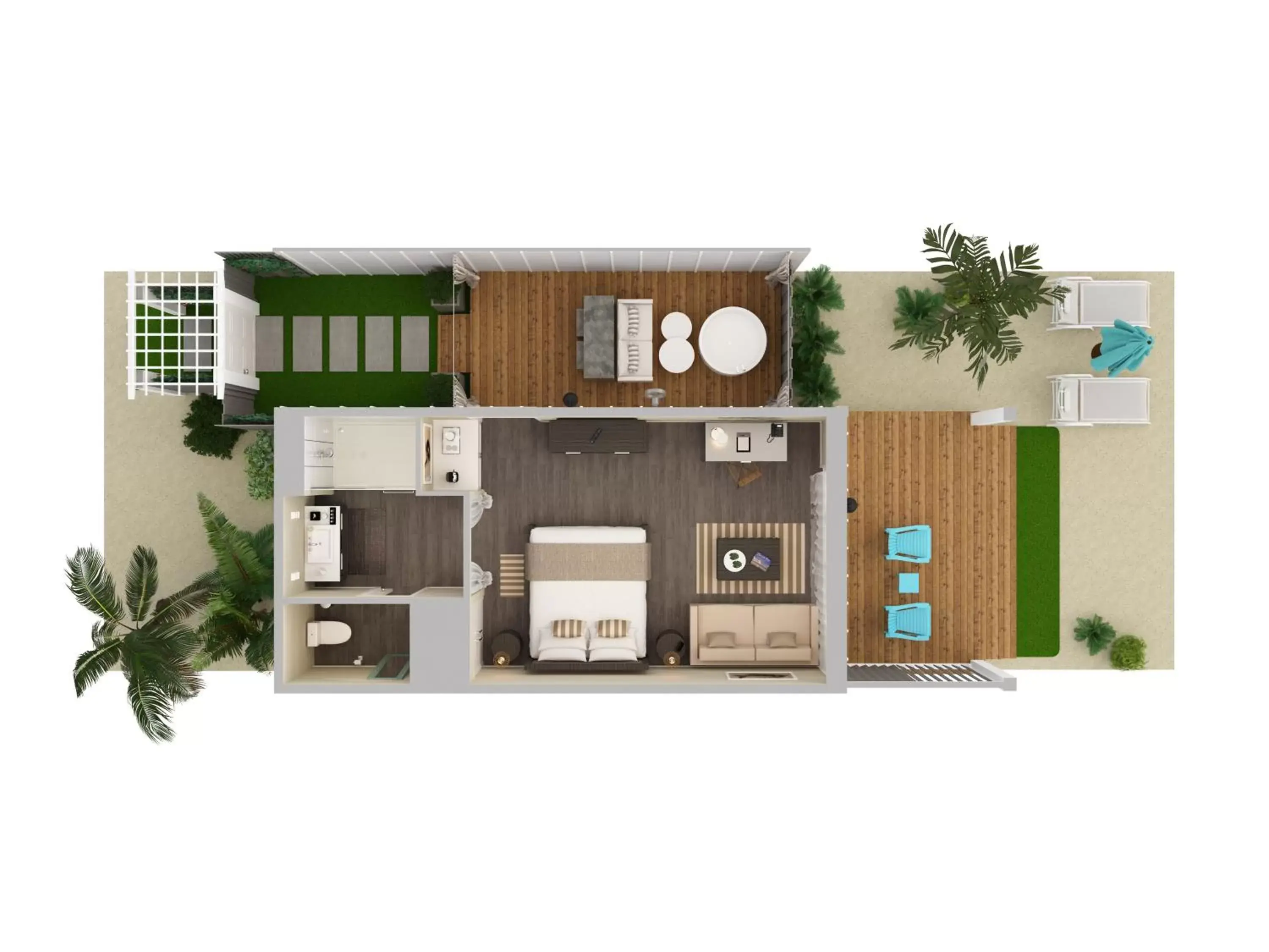 Photo of the whole room, Floor Plan in Bungalows Key Largo - All Inclusive