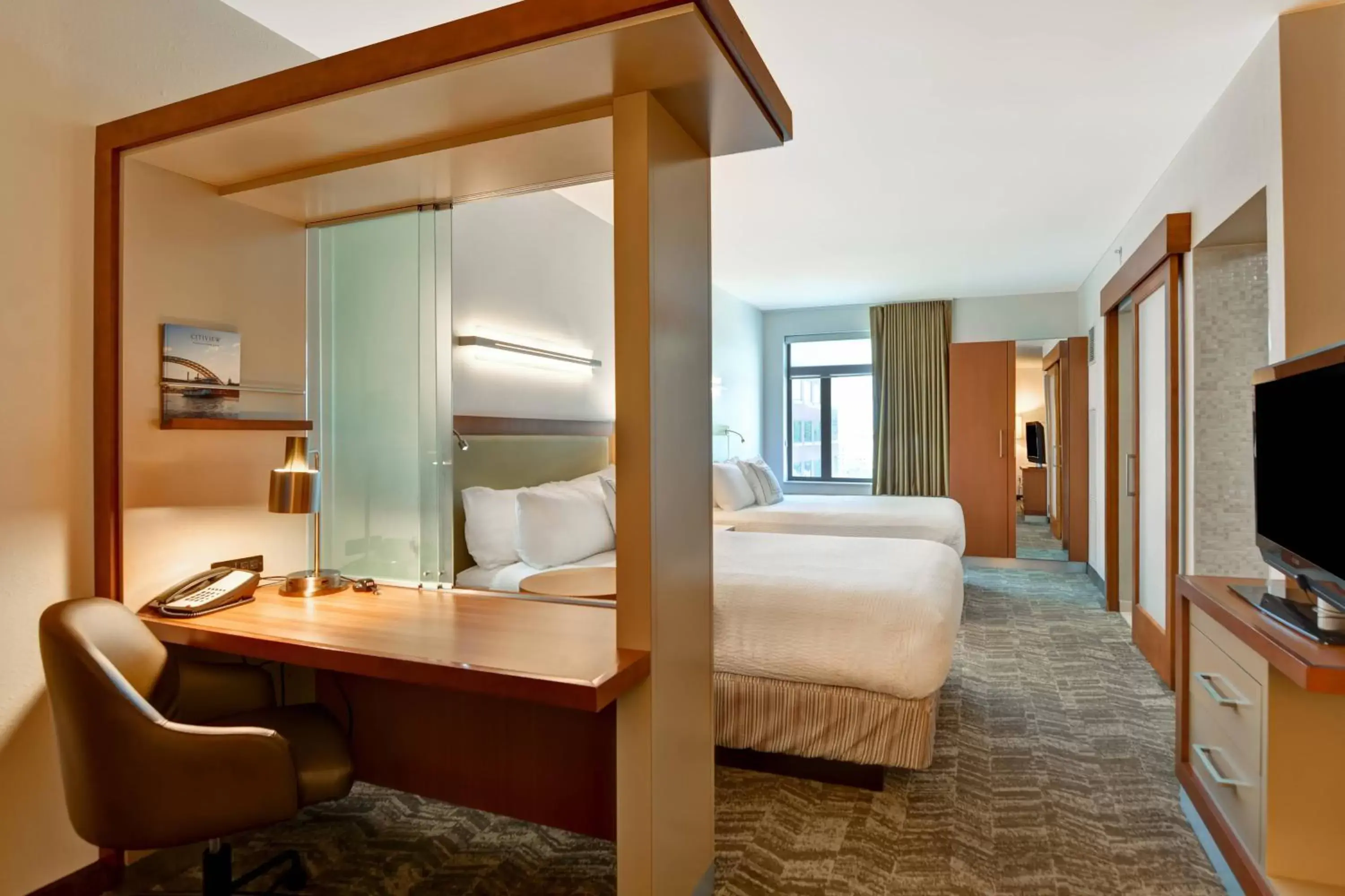 Photo of the whole room, Bed in SpringHill Suites by Marriott Cincinnati Midtown