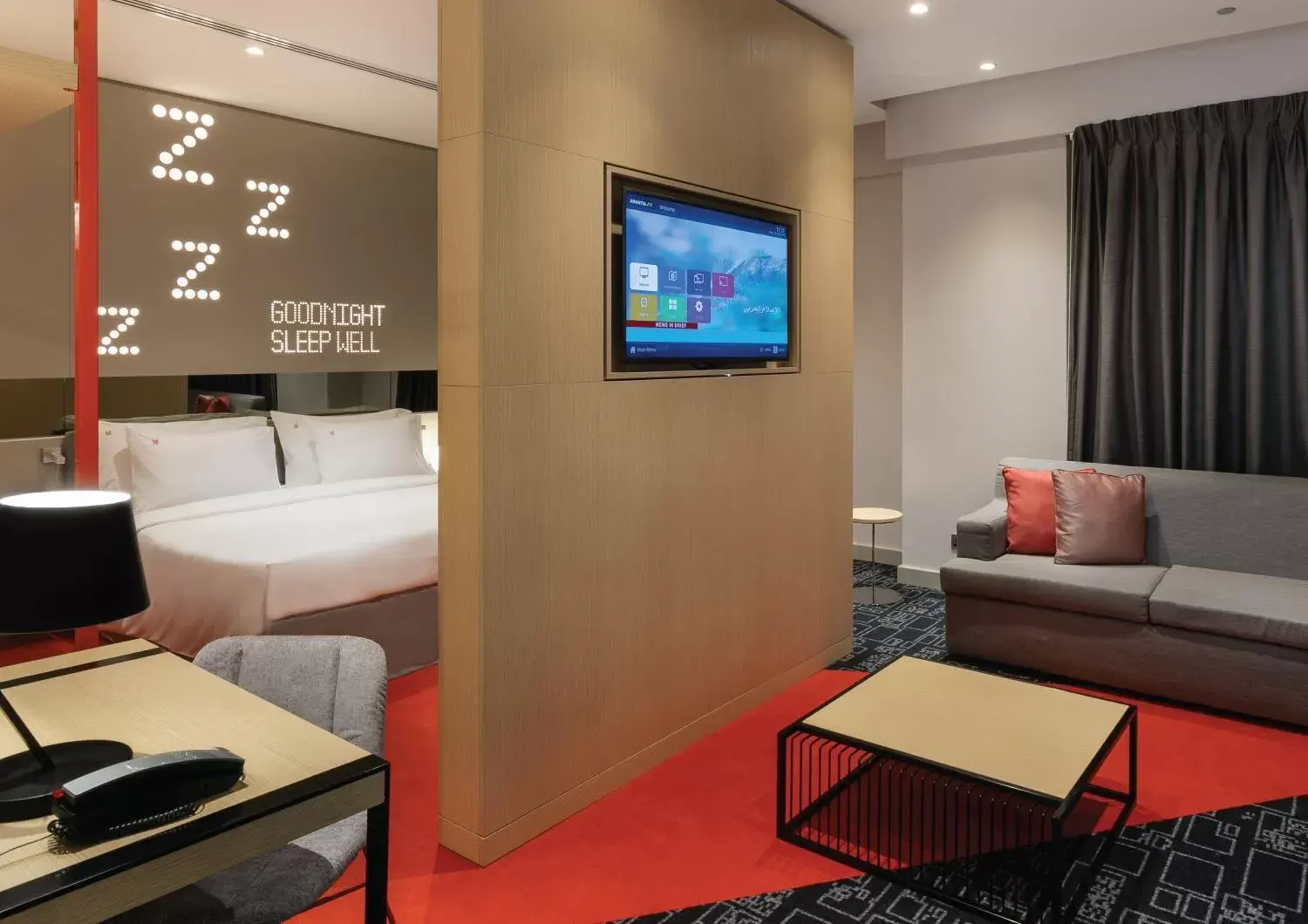 Living room, TV/Entertainment Center in Studio M Arabian Plaza Hotel & Hotel Apartments