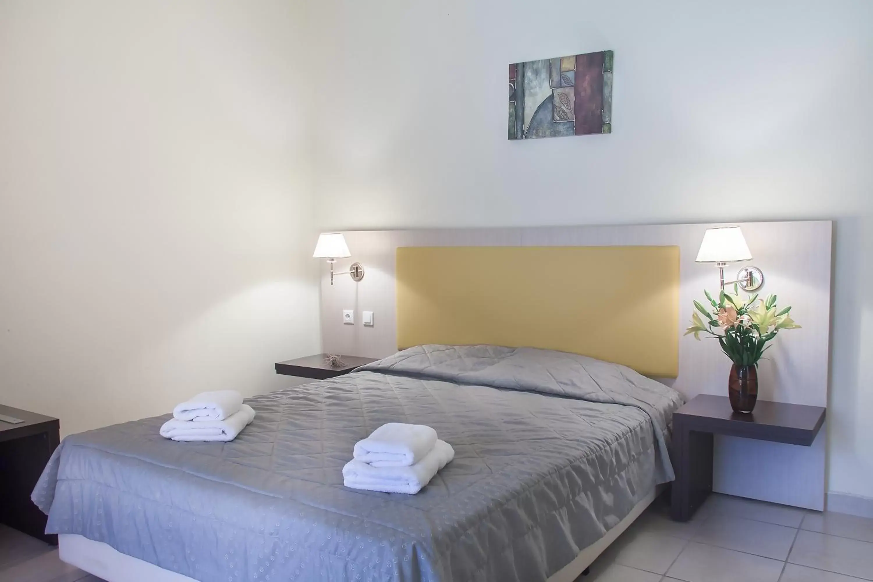 Bed in Rigas Hotel Skopelos