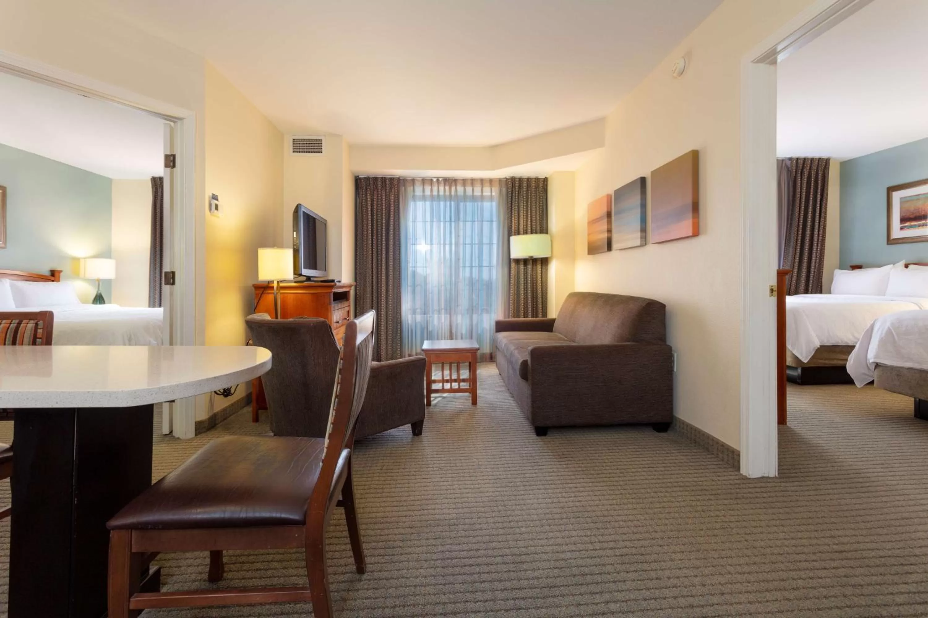 Two-Bedroom Queen Suite with Two Double Beds and Roll-In Shower - Mobility Accessible in Sonesta ES Suites Anaheim Resort Area