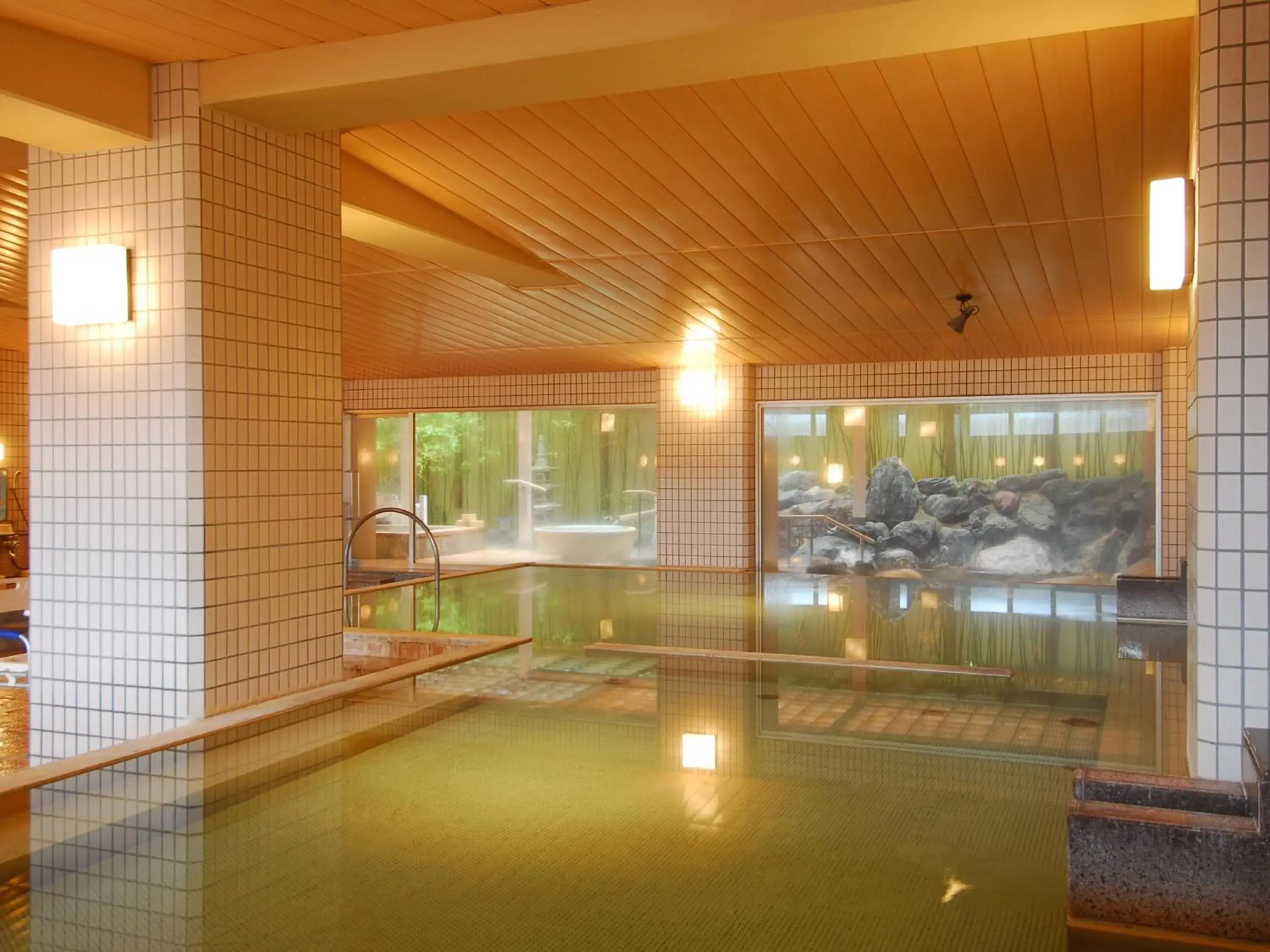 Hot Spring Bath, Swimming Pool in Hanabishi Hotel