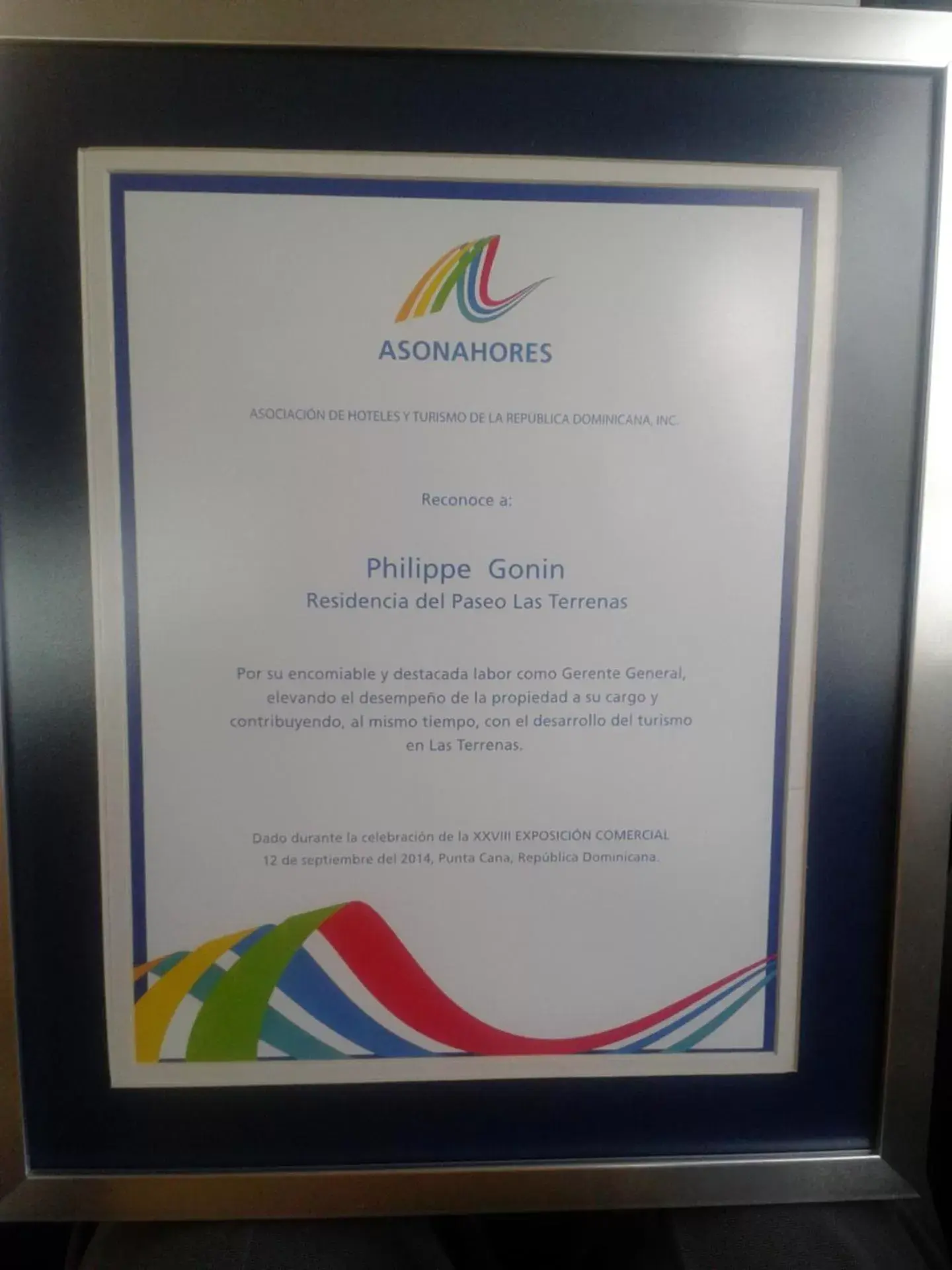 Certificate/Award in La Residencia del Paseo