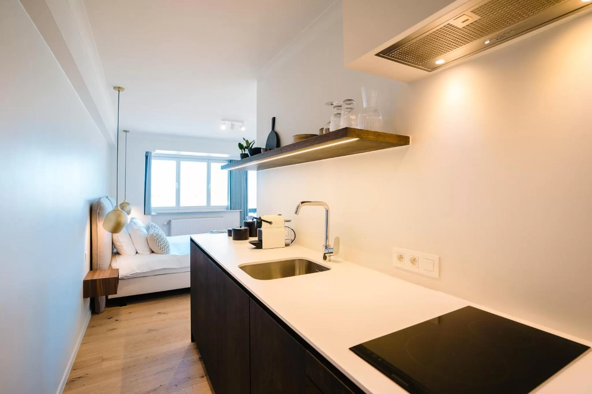 Kitchen or kitchenette in Hotel du Bassin