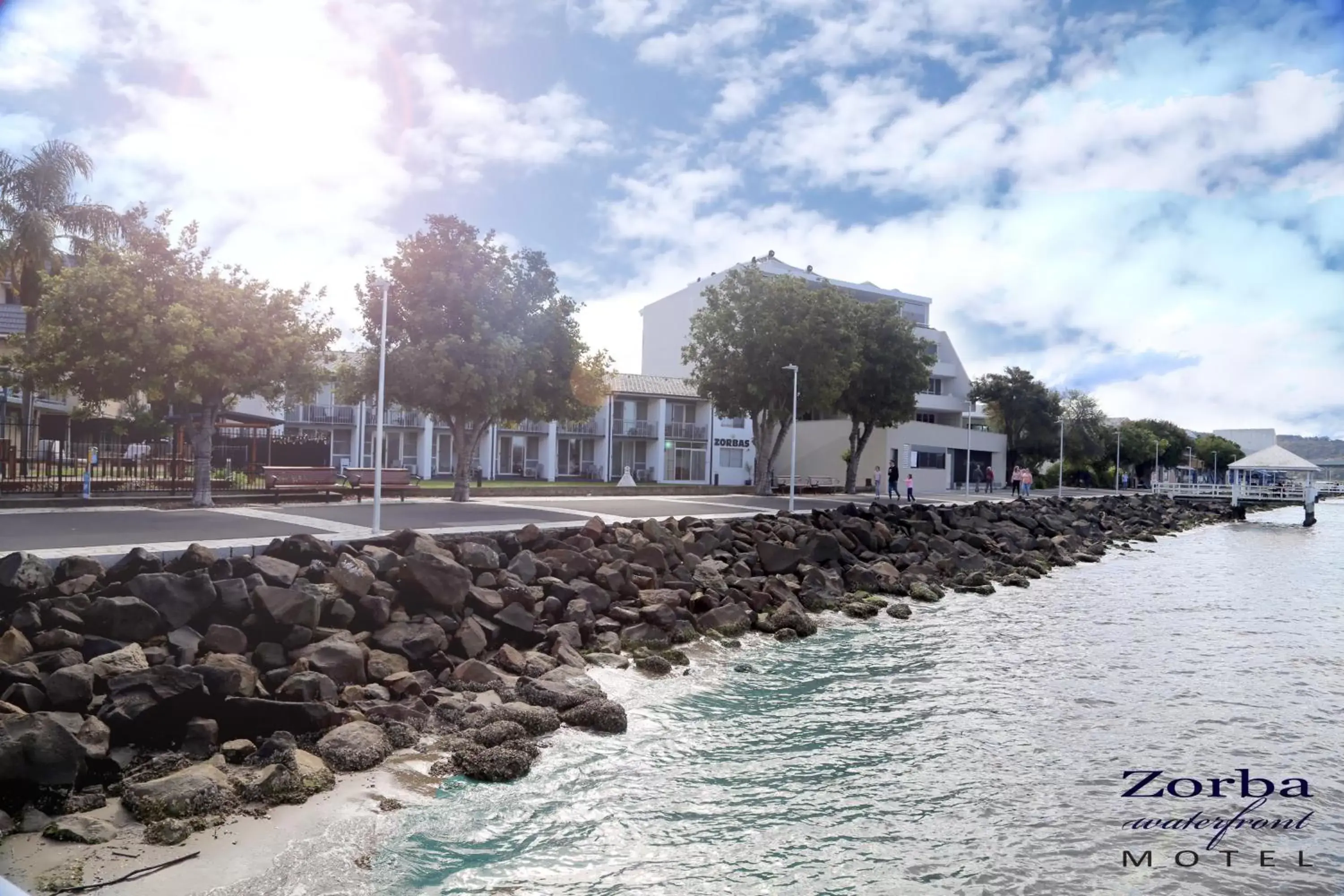 Beach in Zorba Waterfront Motel