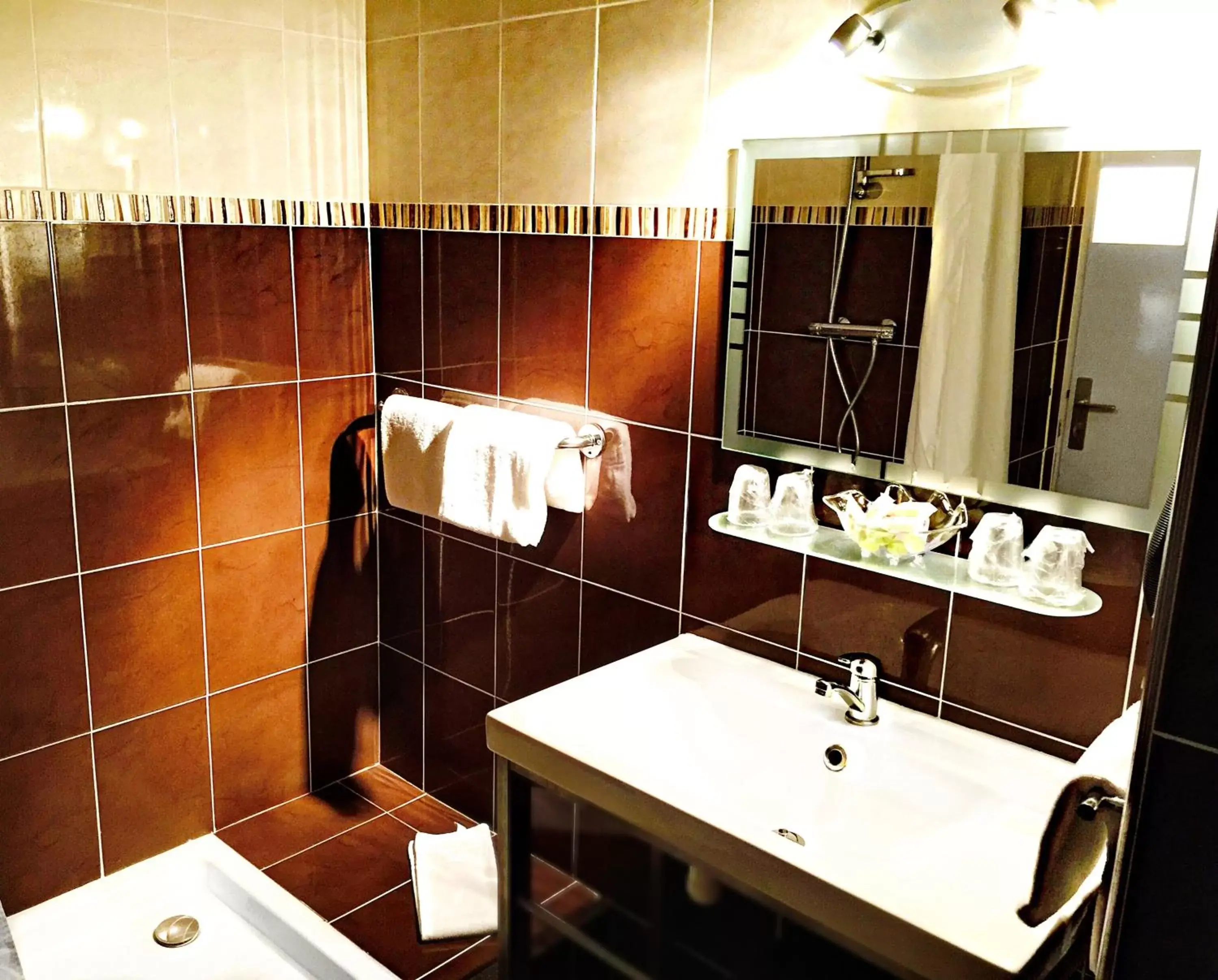 Shower, Bathroom in Hotel Saint-Aignan