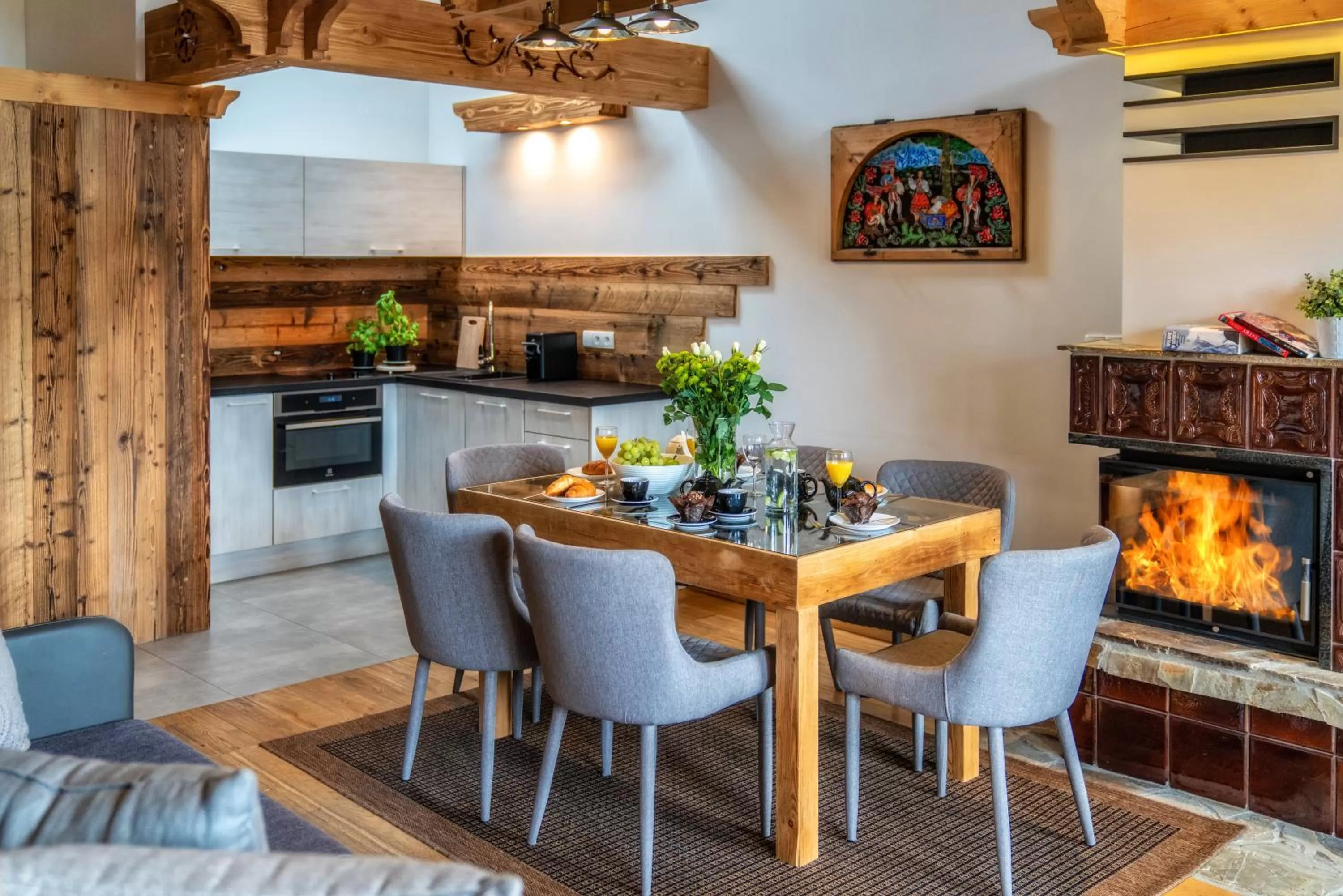 Kitchen or kitchenette in Aparthotel Giewont