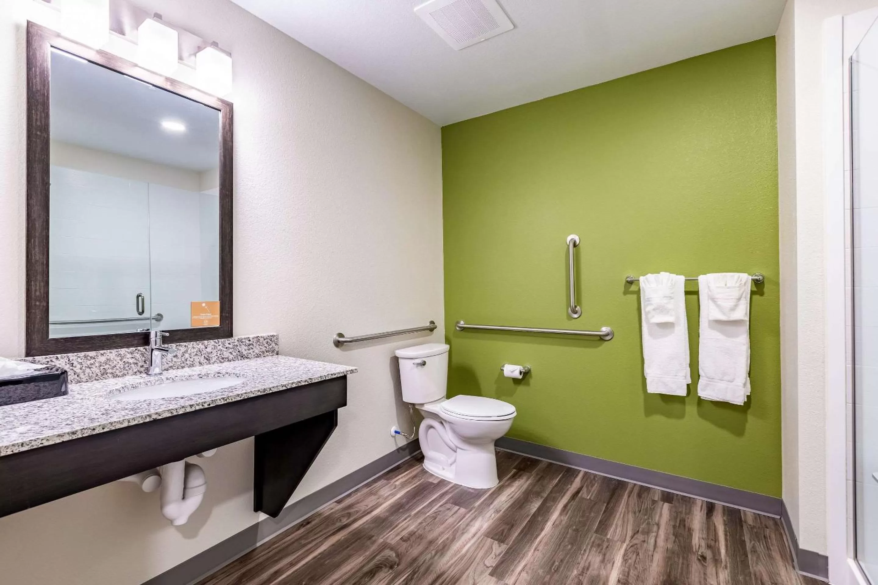 Bathroom in Sleep Inn & Suites Mt Hope near Auction & Event Center