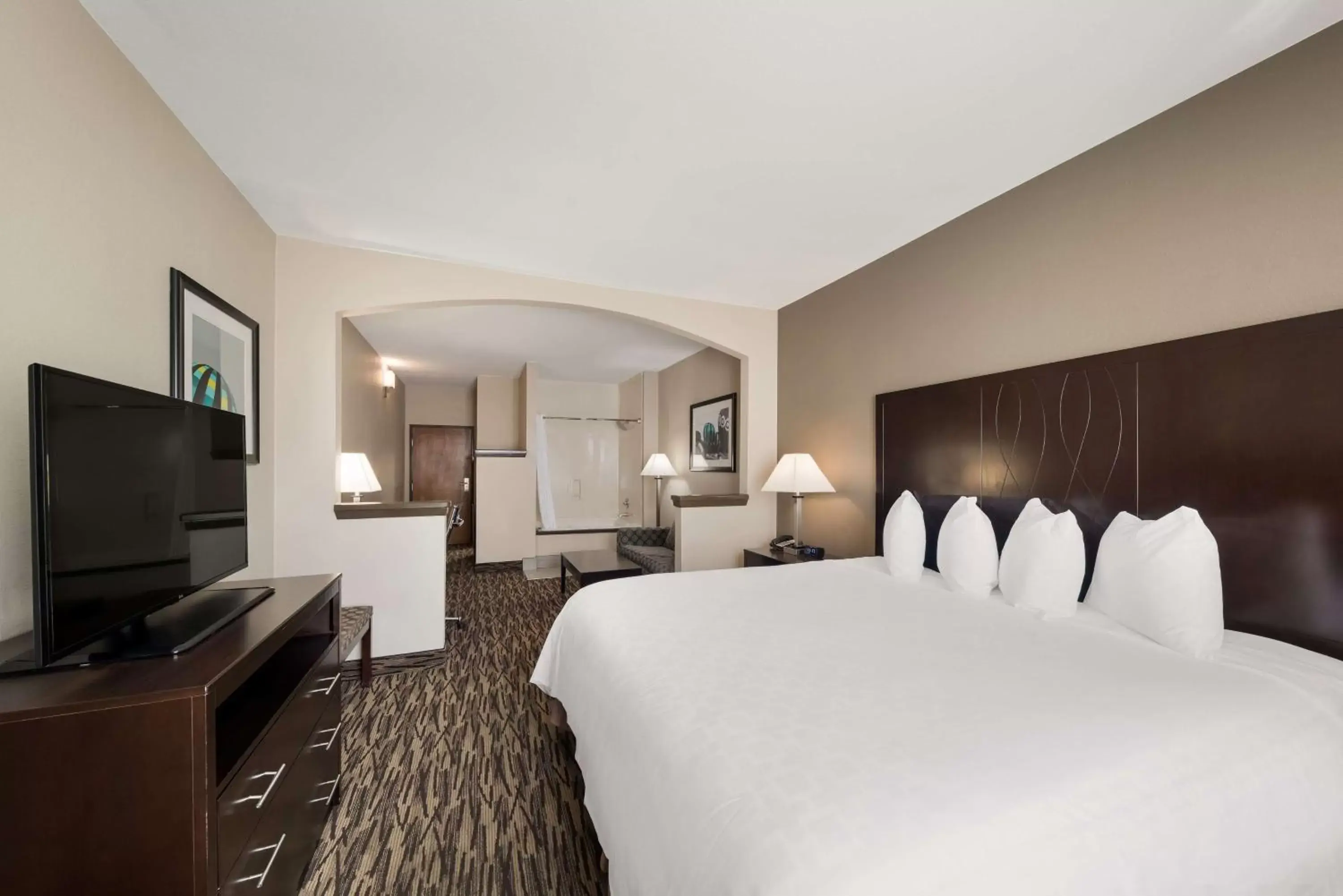 Bedroom, Bed in SureStay Plus Hotel by Best Western Plano