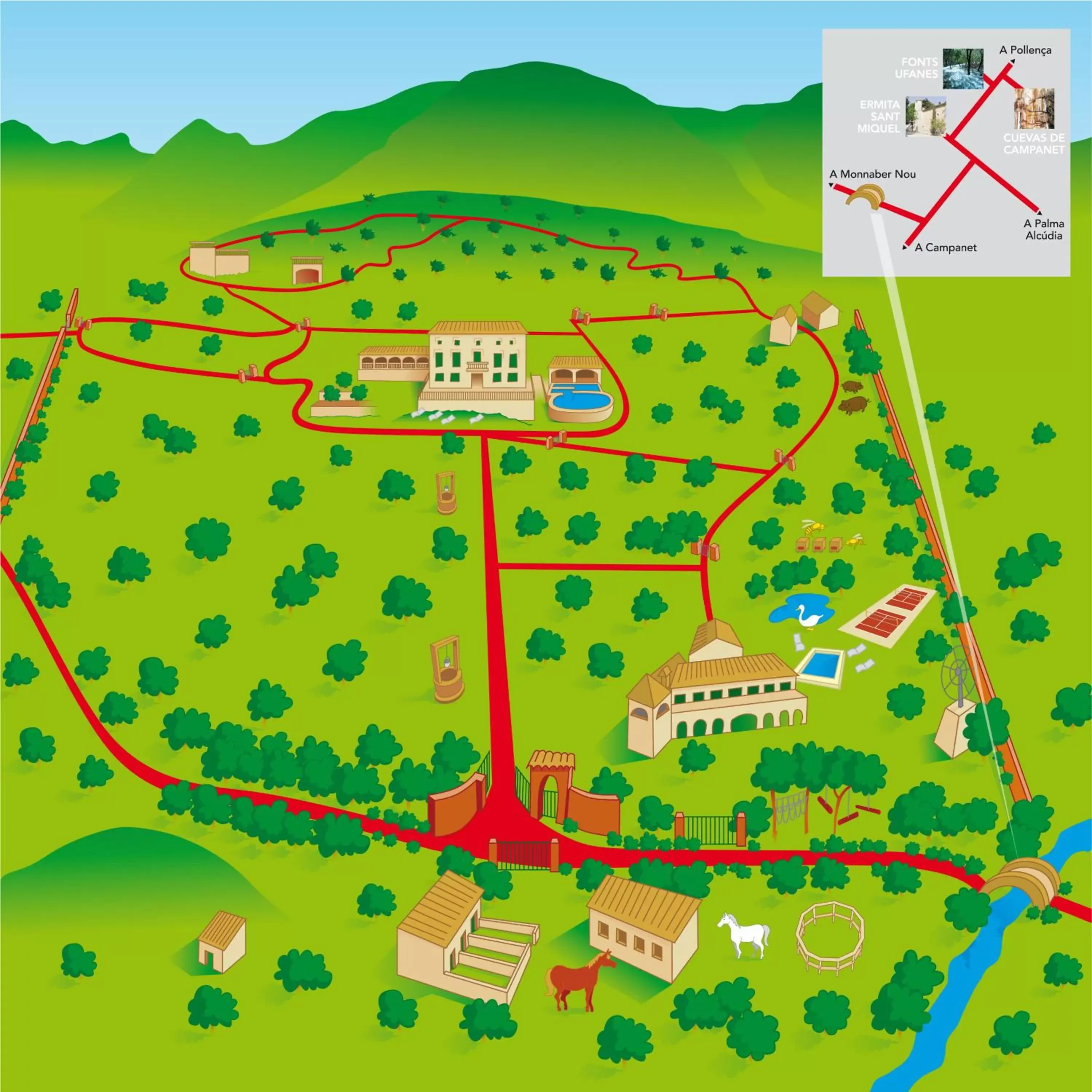 Floor plan, Bird's-eye View in Monnaber Nou Finca Hotel & Spa