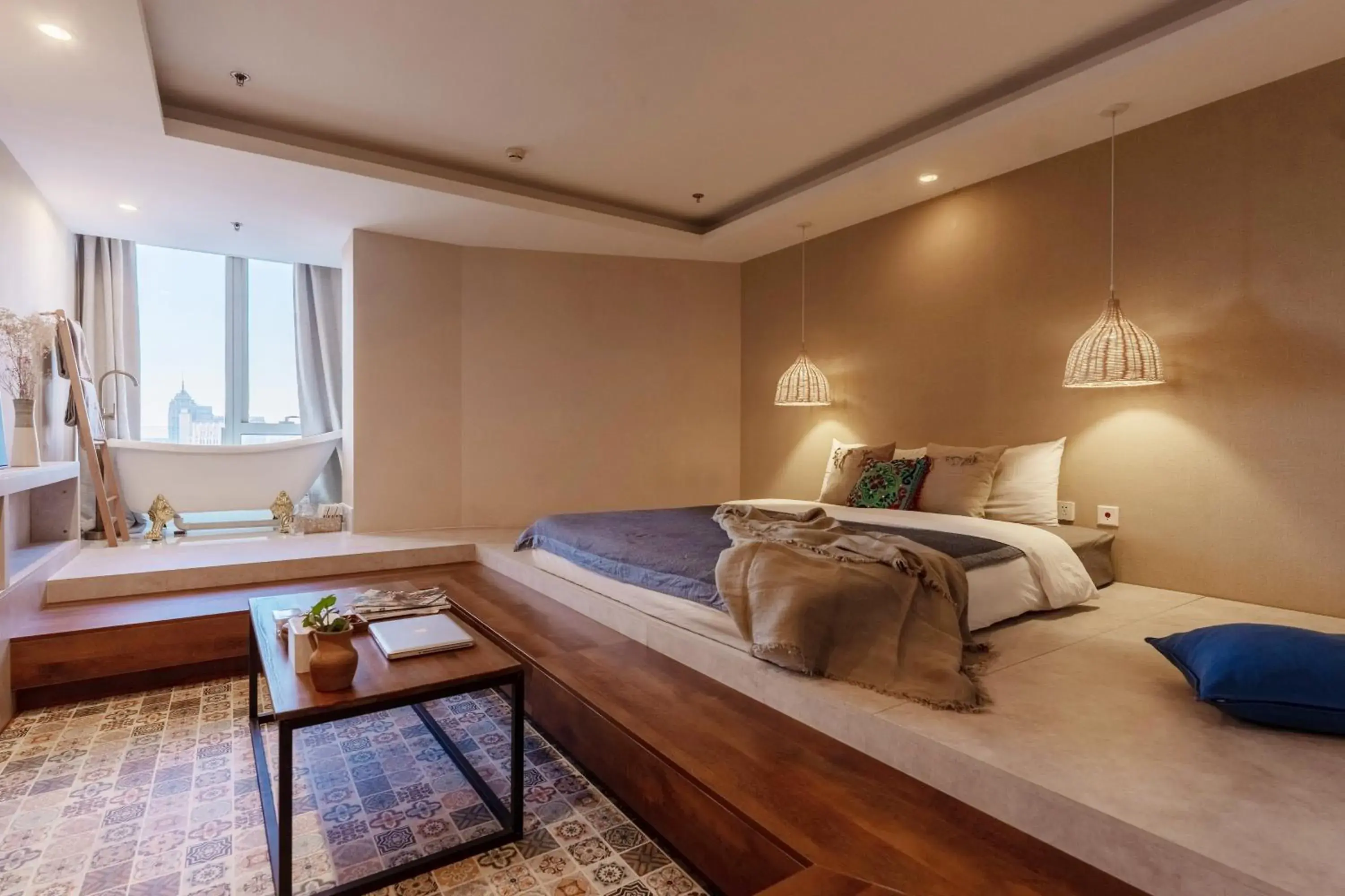 Bed in Tianjin G'apartment - Five Great Avenues