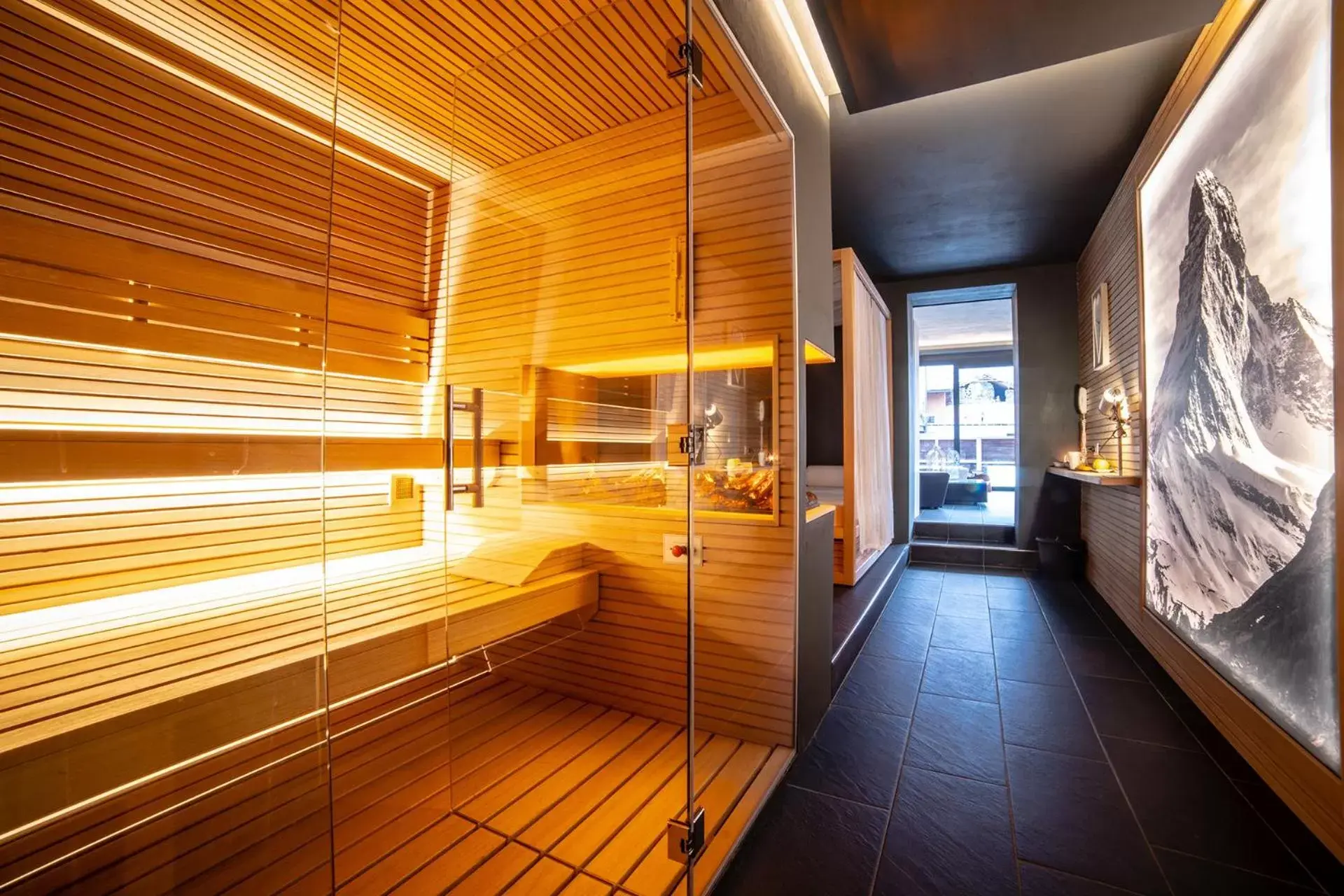 Sauna in HB Aosta Hotel & Balcony SPA