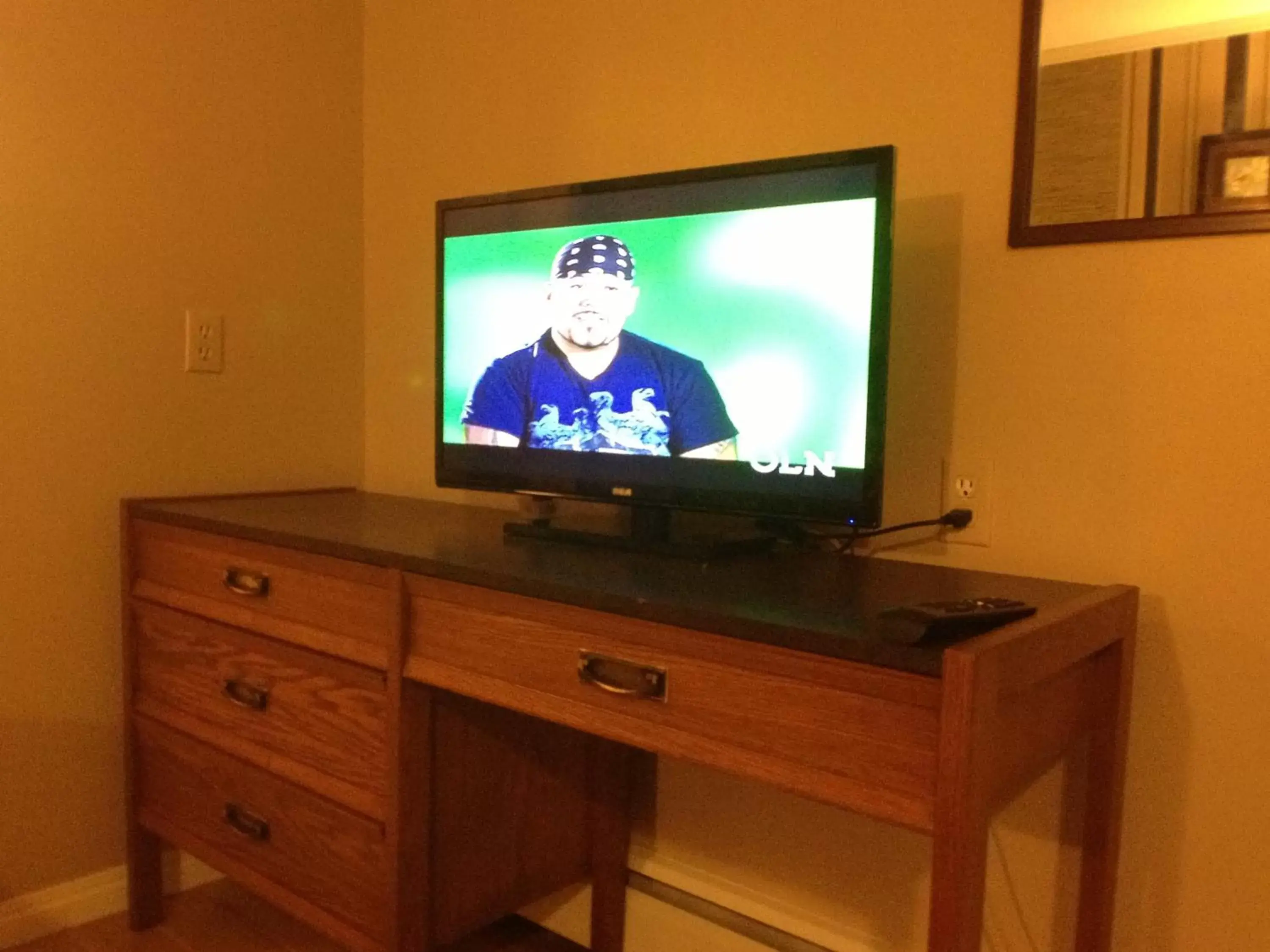 Decorative detail, TV/Entertainment Center in Galaxy Motel