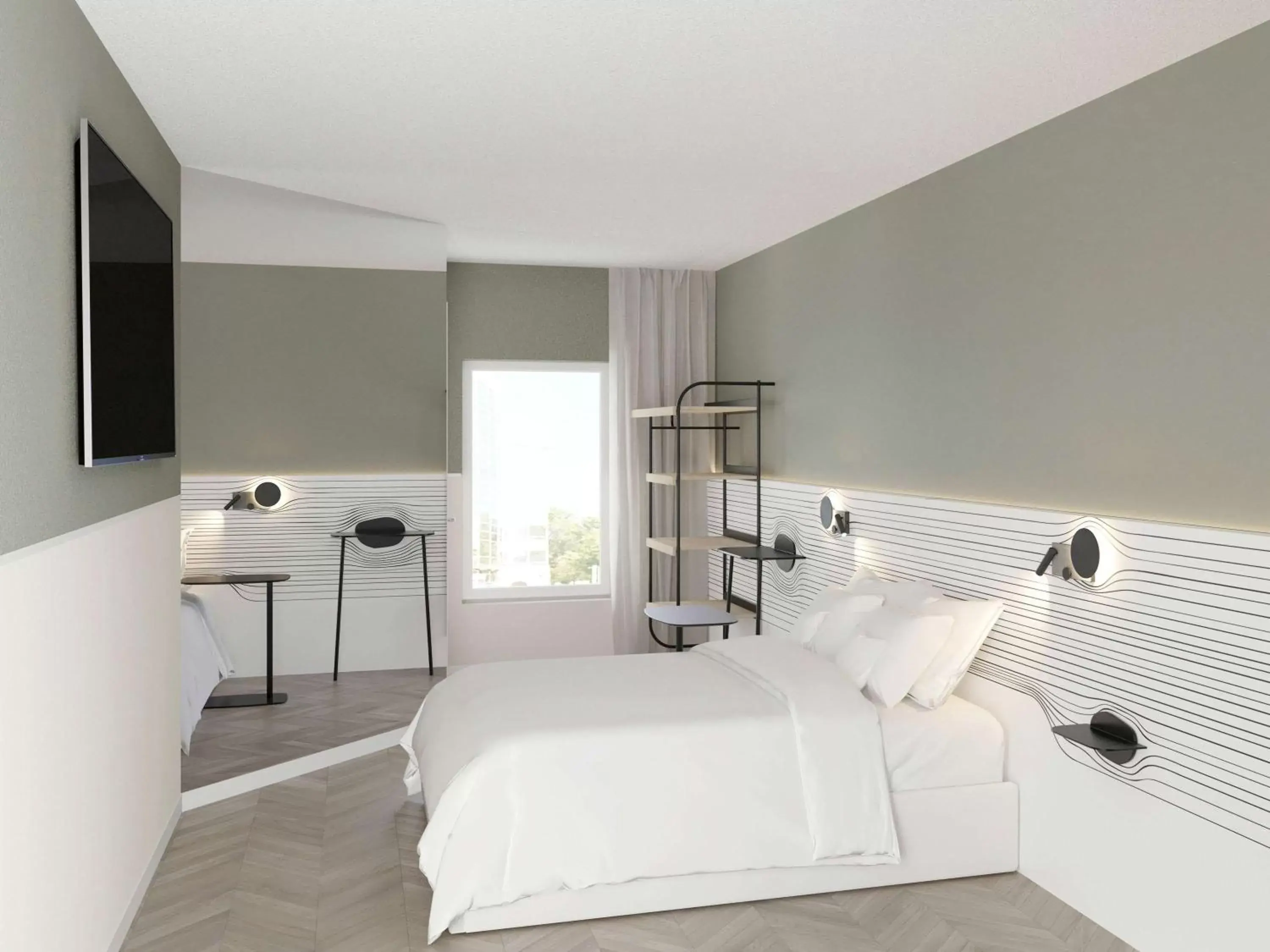 Bedroom in ibis Styles Paris Poissy