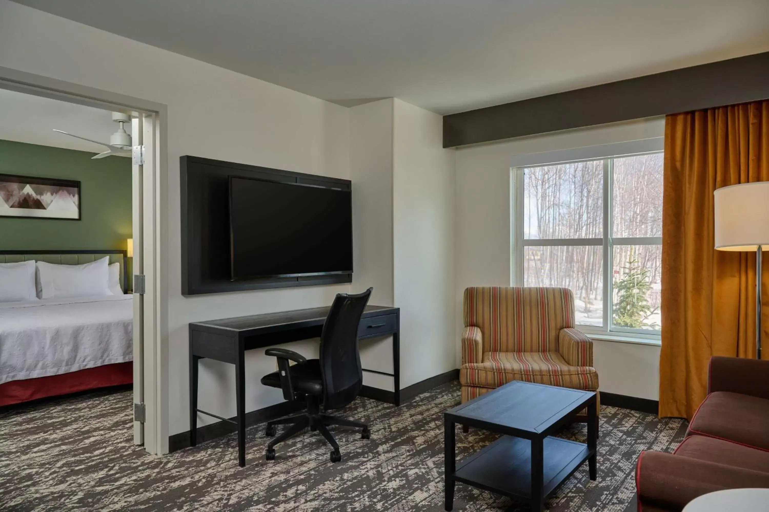 Bedroom, TV/Entertainment Center in Homewood Suites By Hilton Anchorage, Ak