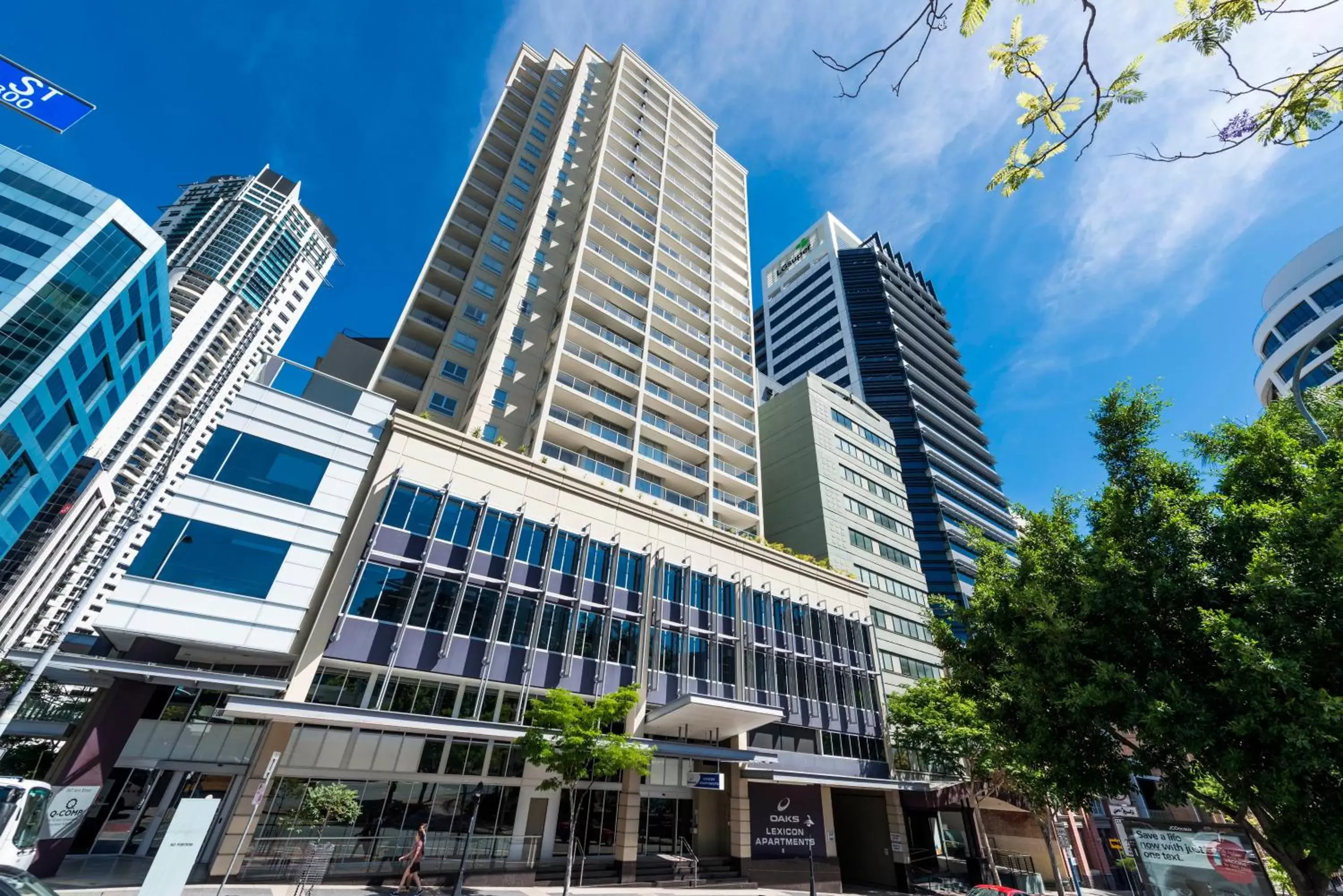 Facade/entrance, Property Building in Oaks Brisbane Lexicon Suites