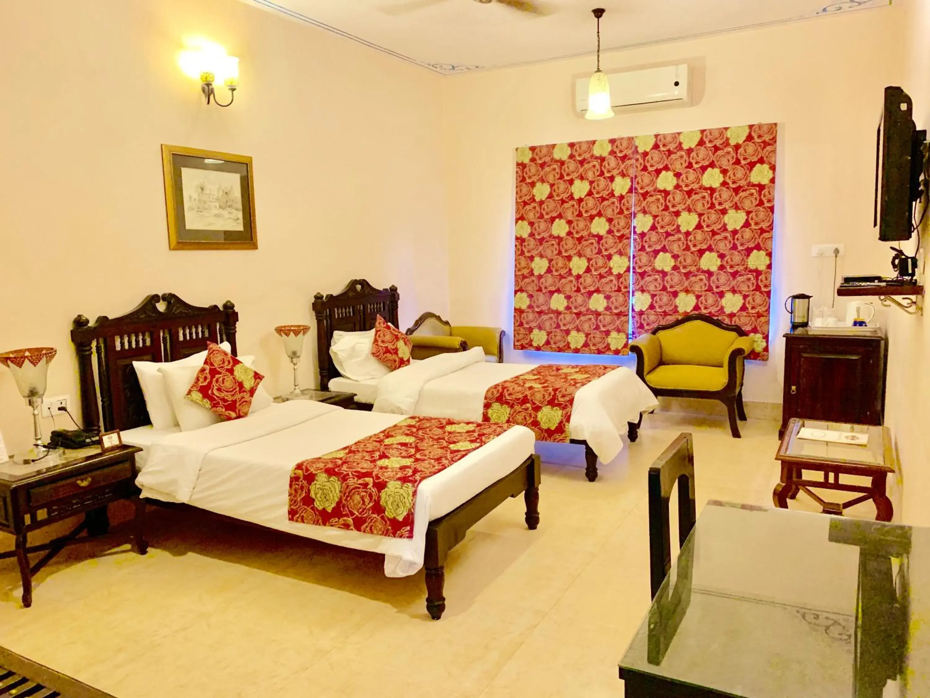 Bed in Suryaa Villa Jaipur - A Boutique Heritage Haveli