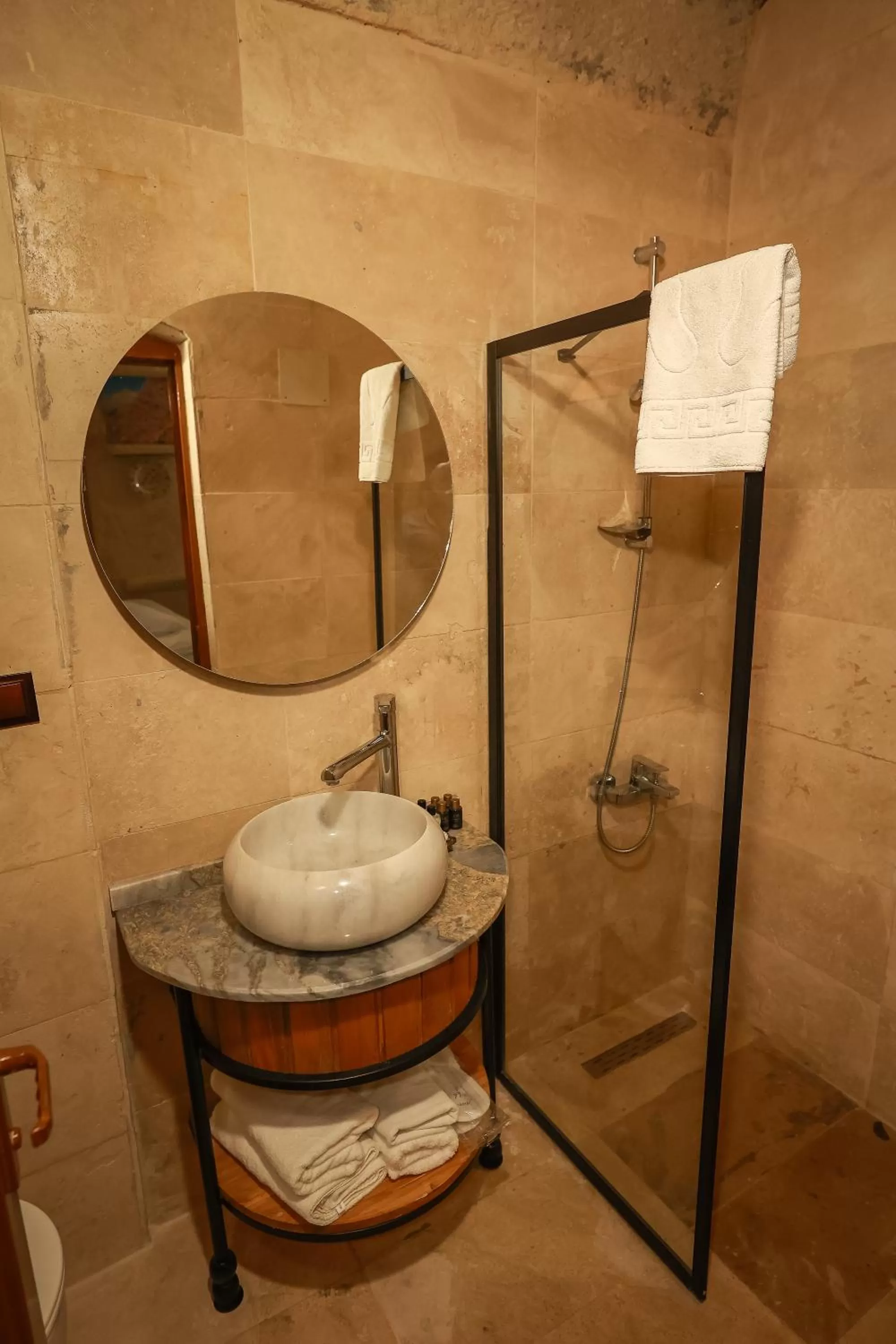 Shower in Mia Cappadocia Cave Hotel