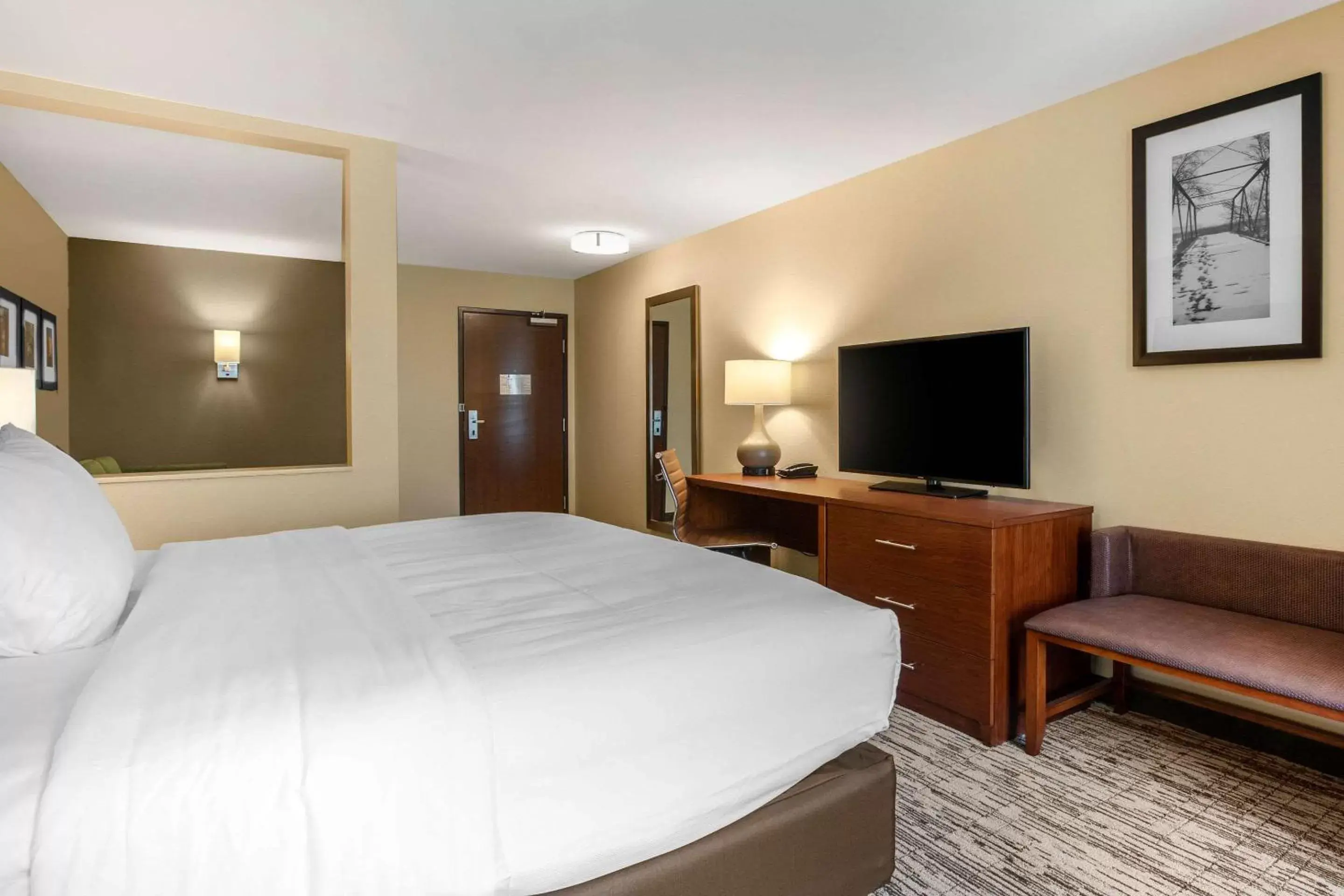 Photo of the whole room, Bed in Comfort Inn and Suites Ames near ISU Campus