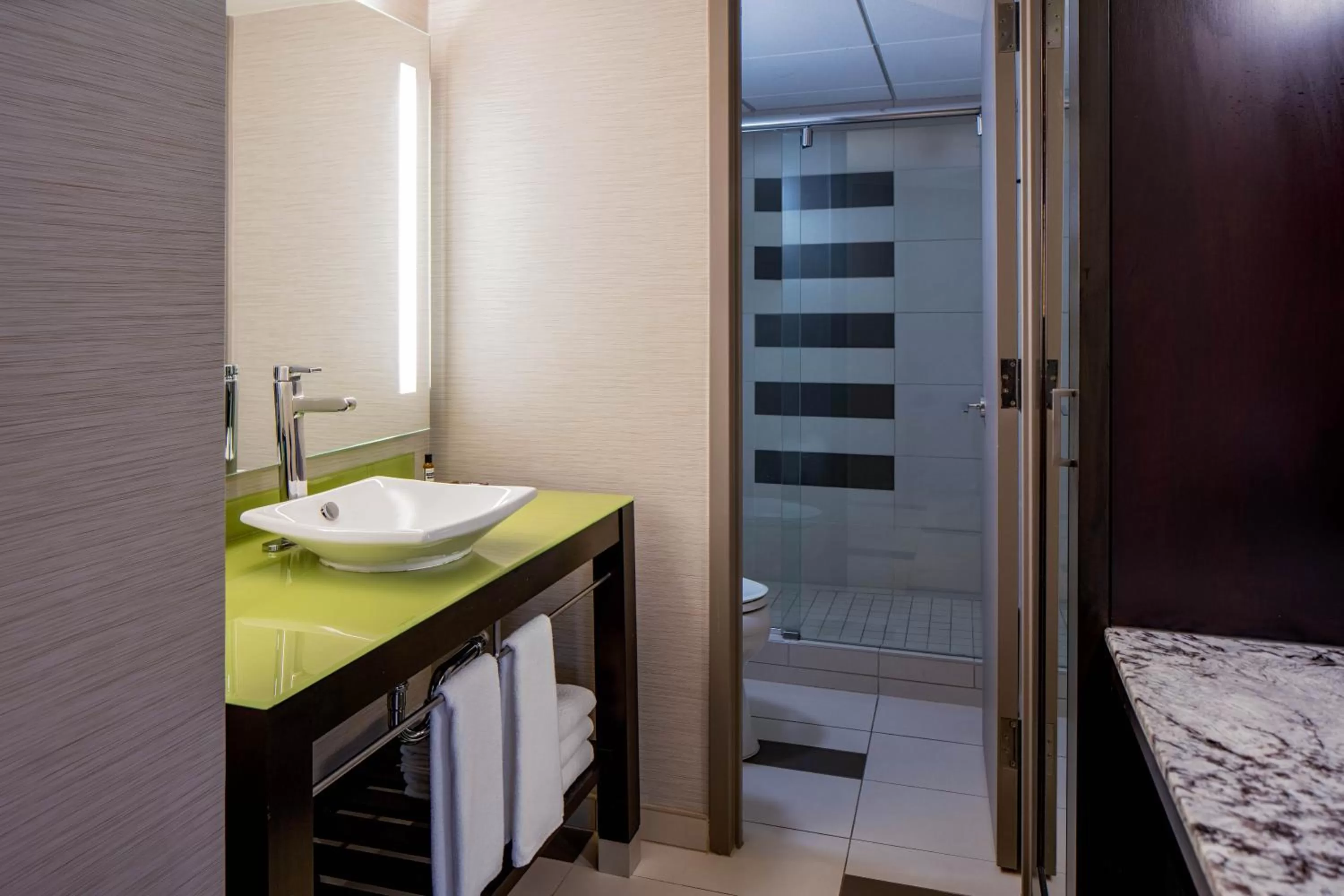 Bathroom, Bed in Hyatt Regency Indianapolis