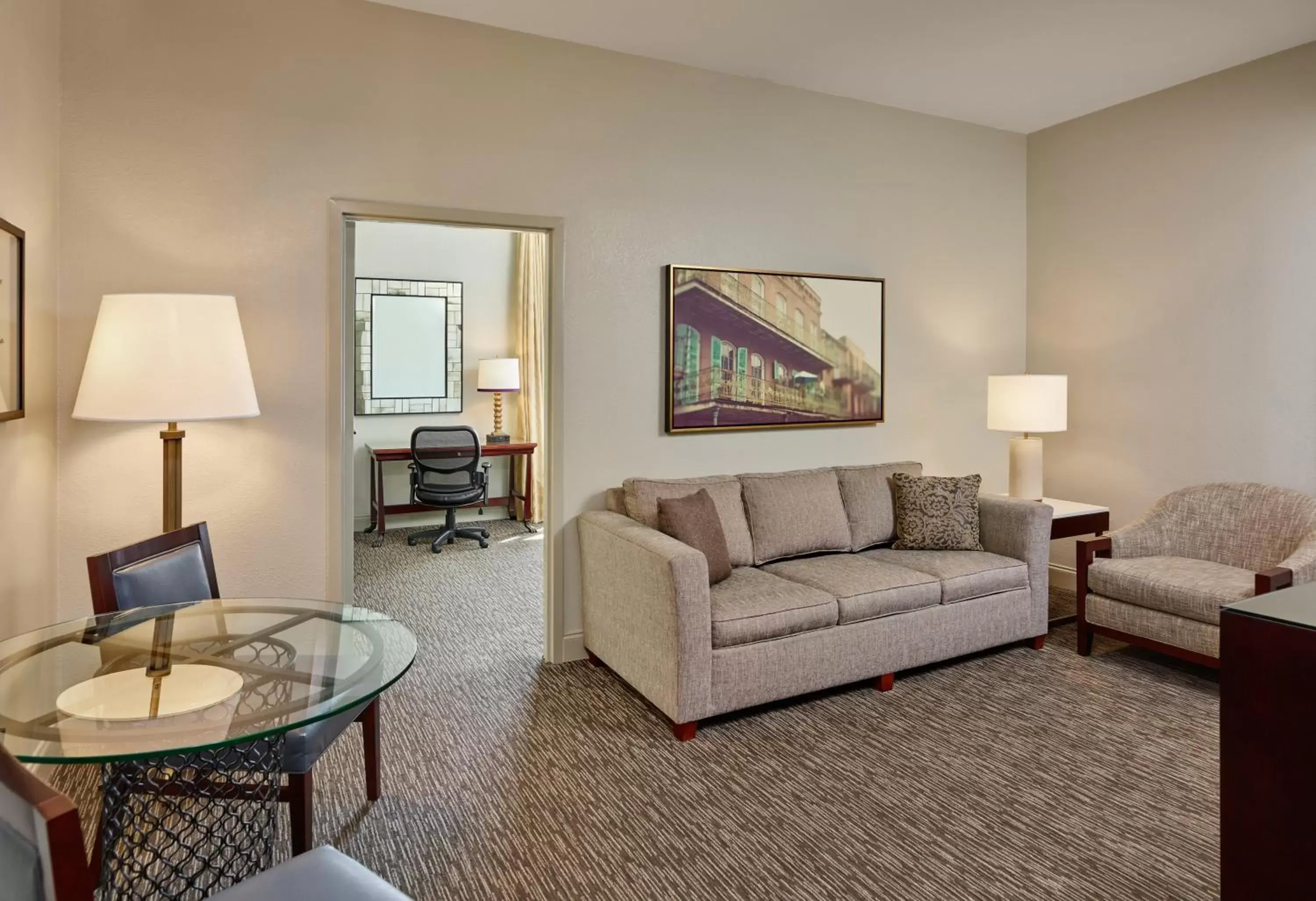 Photo of the whole room, Seating Area in Astor Crowne Plaza New Orleans French Quarter, Corner of Bourbon and Canal