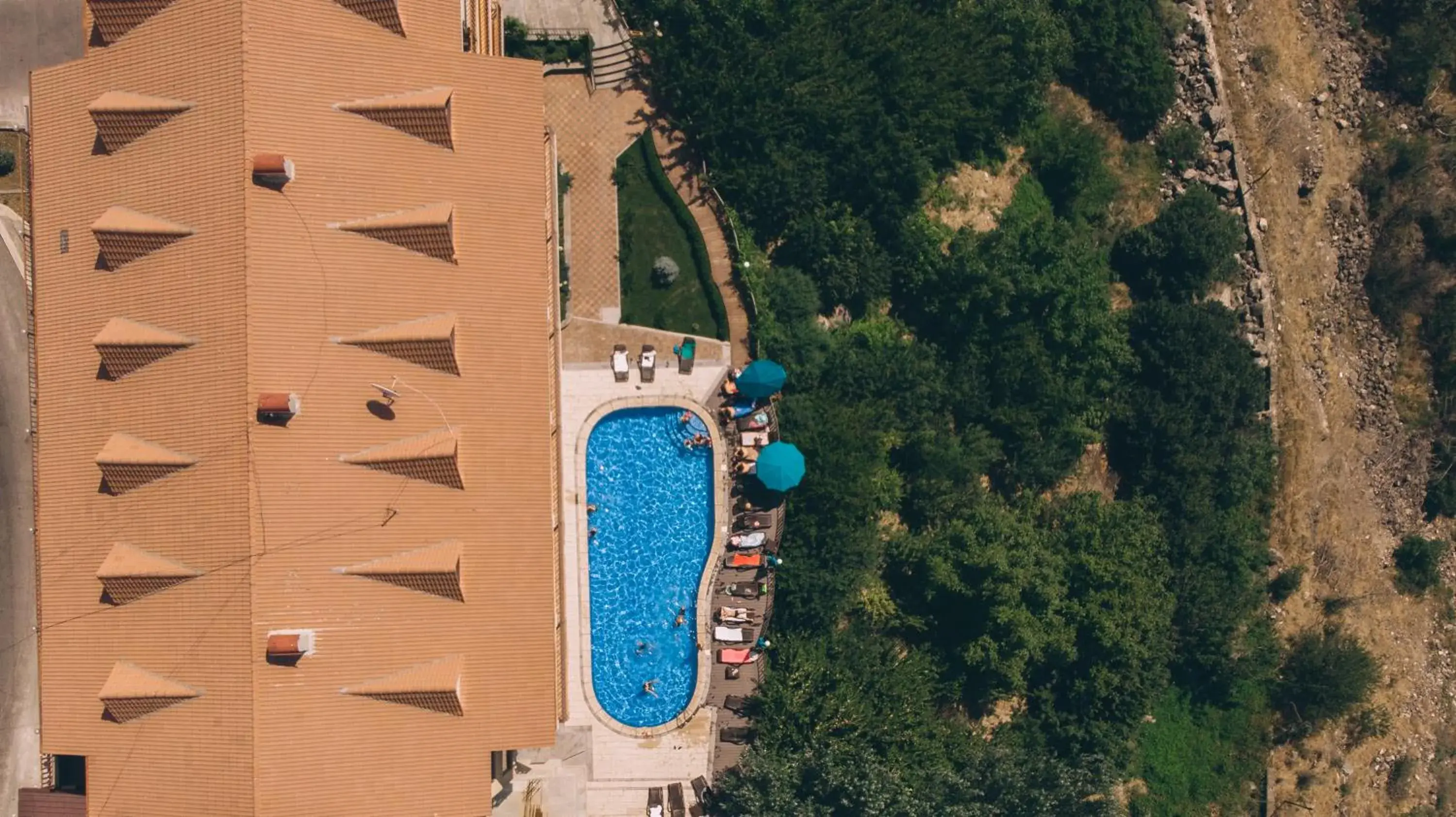 Bird's eye view, Pool View in Olympia Garden Hotel