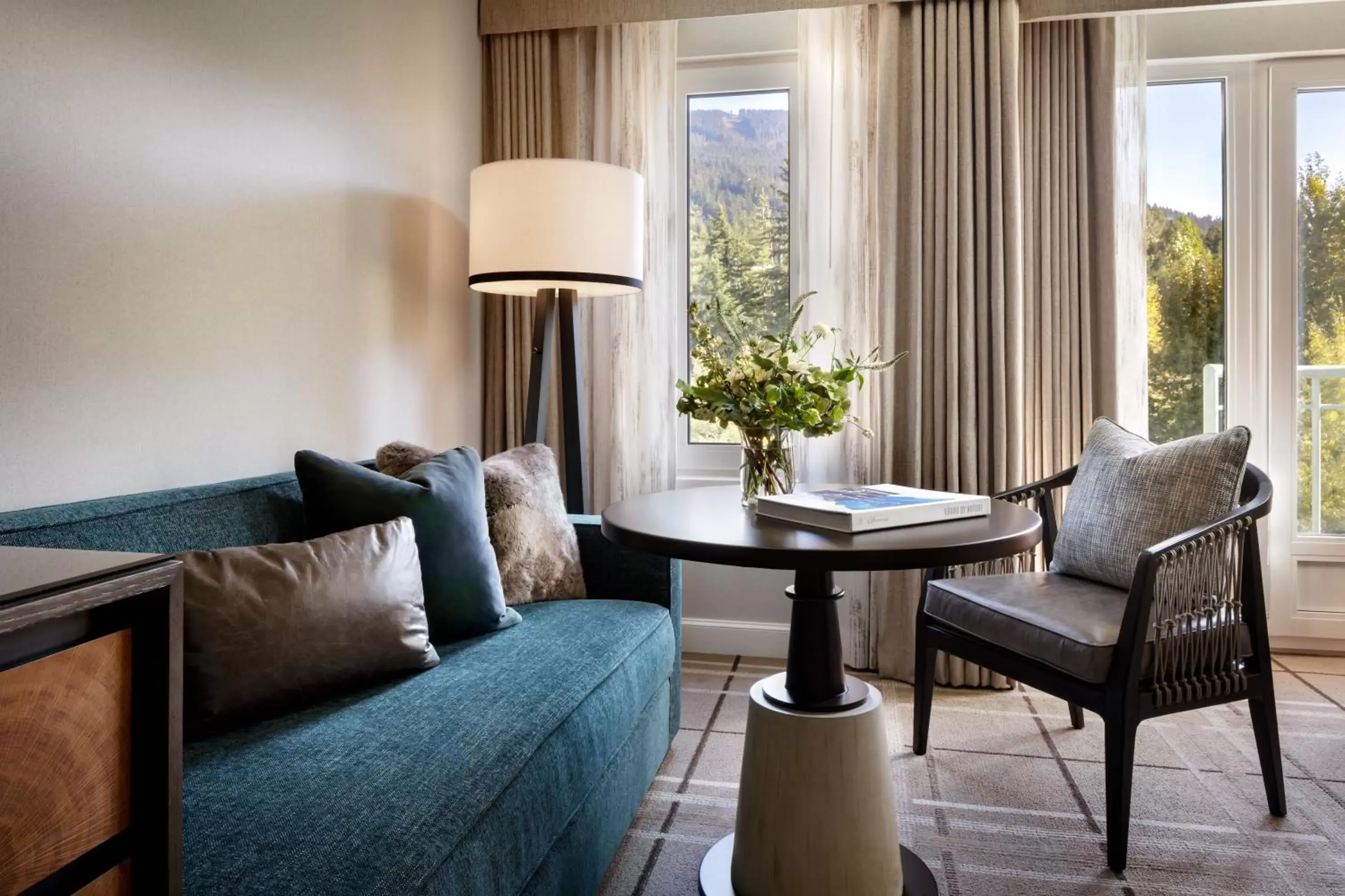 Bed, Seating Area in Fairmont Chateau Whistler