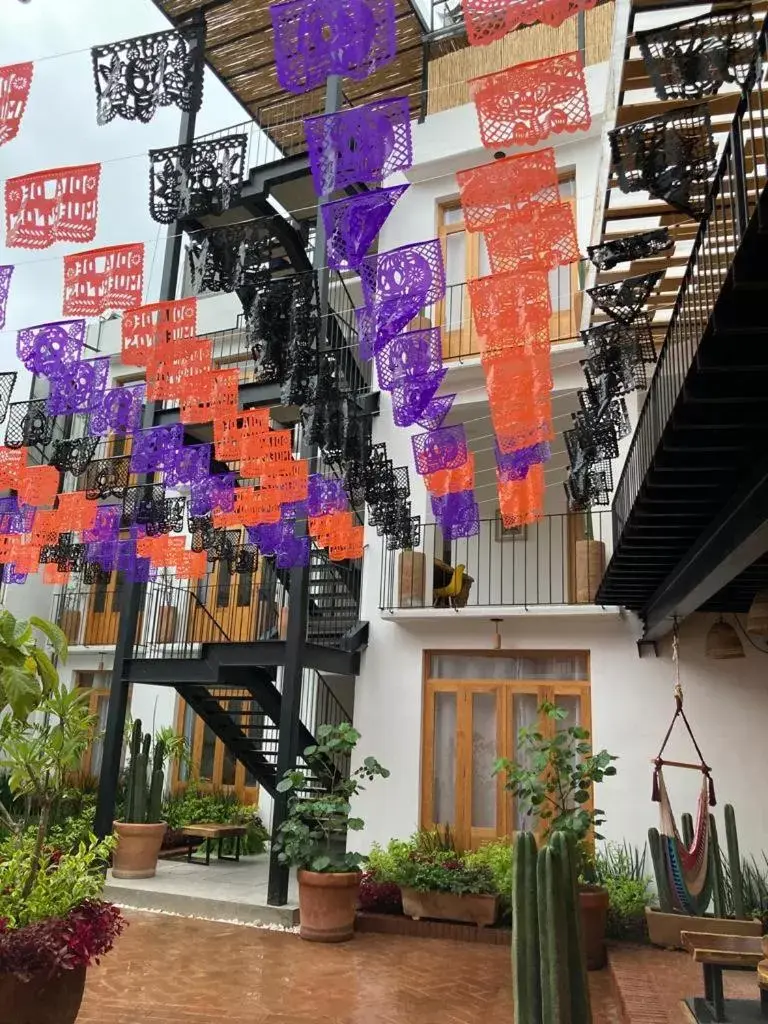 Patio, Property Building in Santa Cecilia Hotel