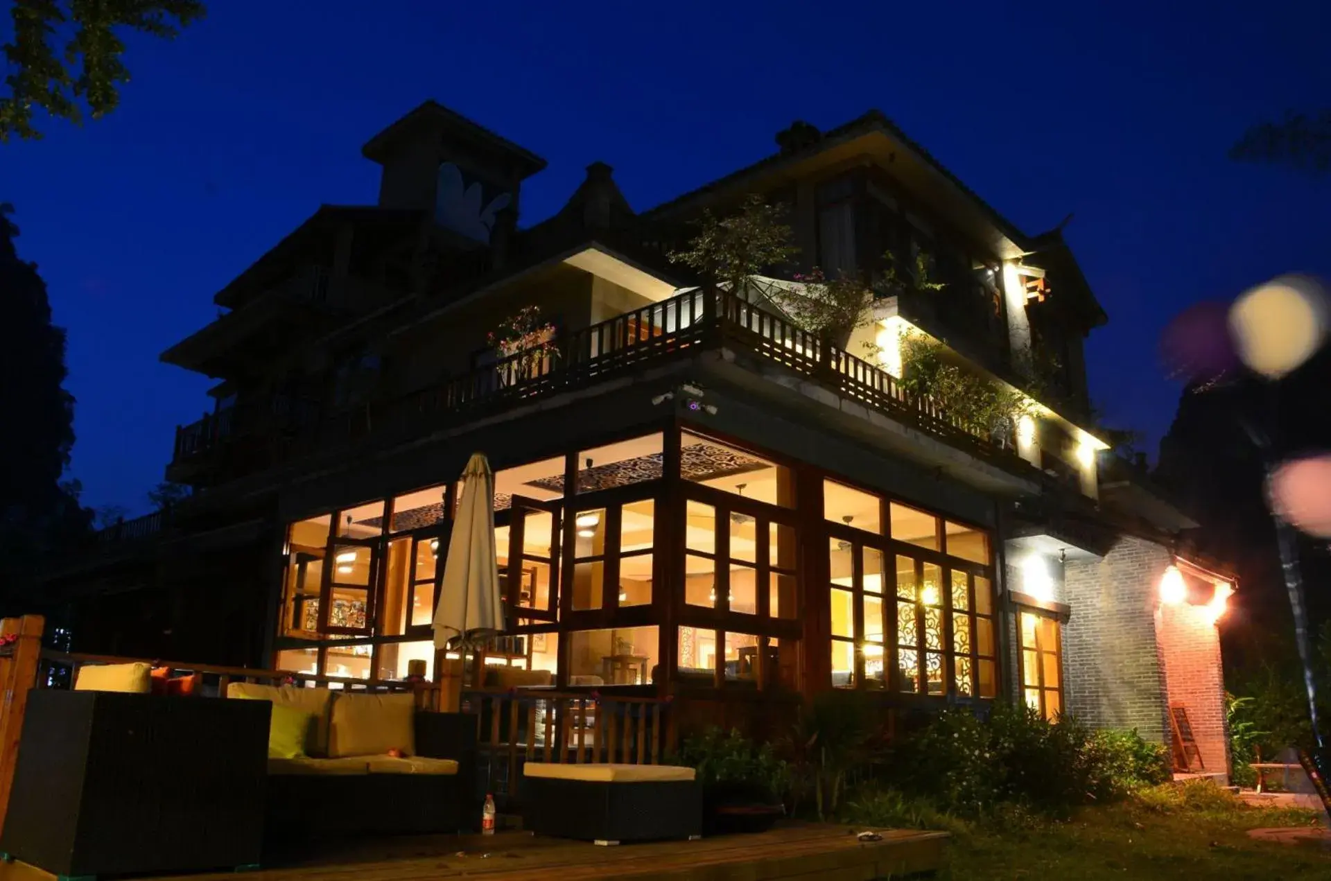 Night, Property Building in Yangshuo Moondance Hotel