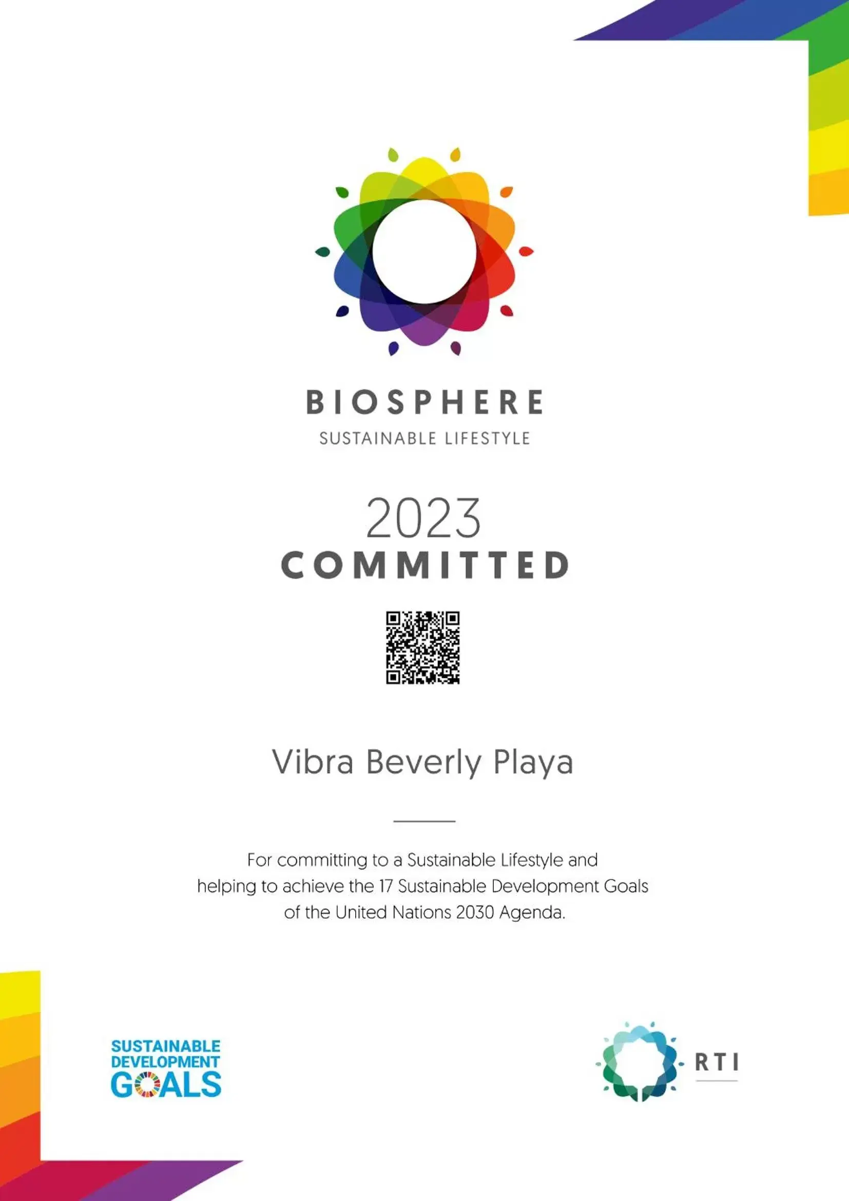 Certificate/Award in Hotel Vibra Beverly Playa