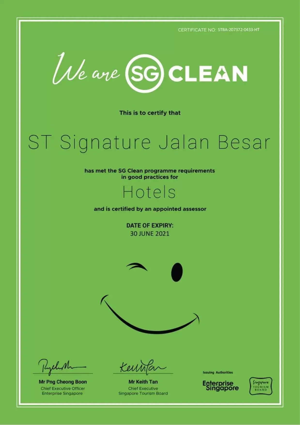 Certificate/Award in ST Signature Jalan Besar