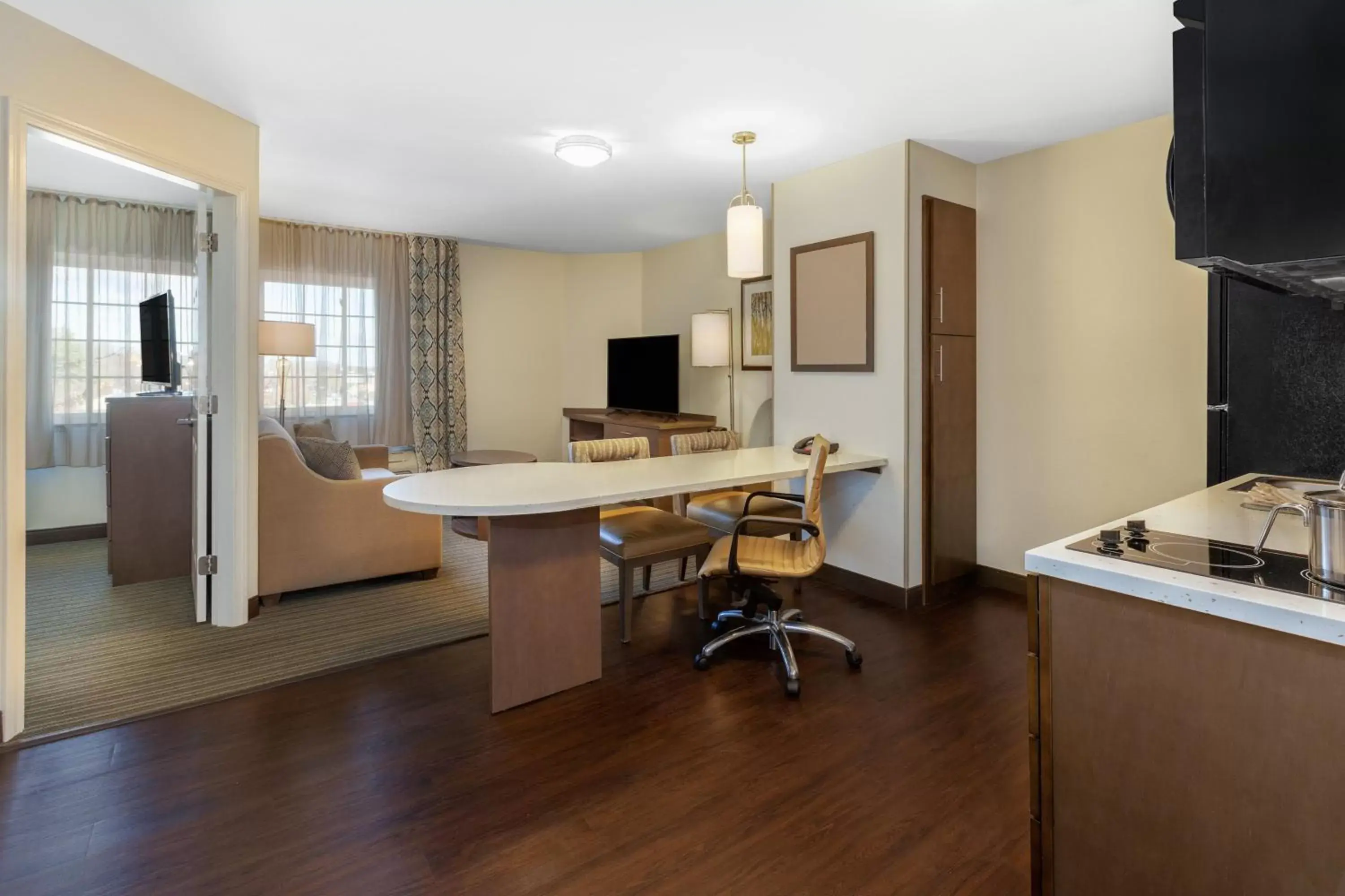 Photo of the whole room, Kitchen/Kitchenette in Candlewood Suites-West Springfield, an IHG Hotel