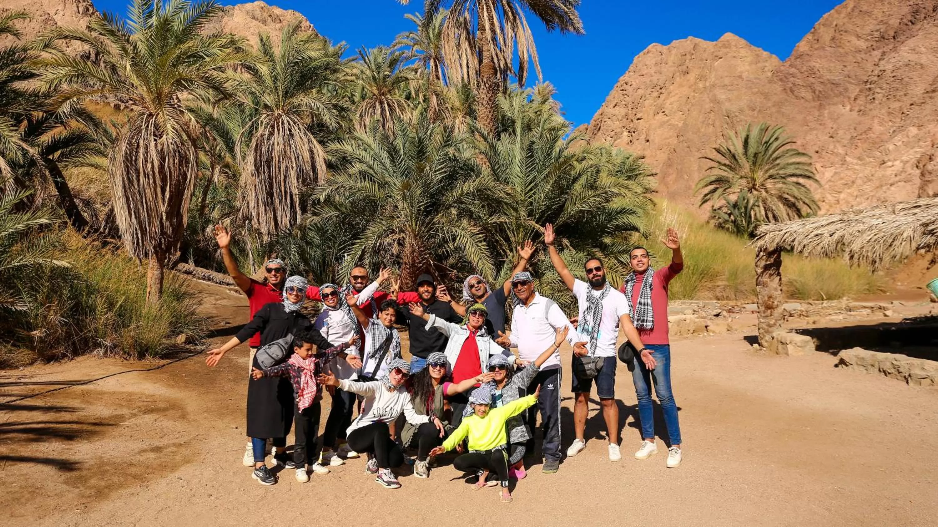 group of guests in Penguin Village Dahab