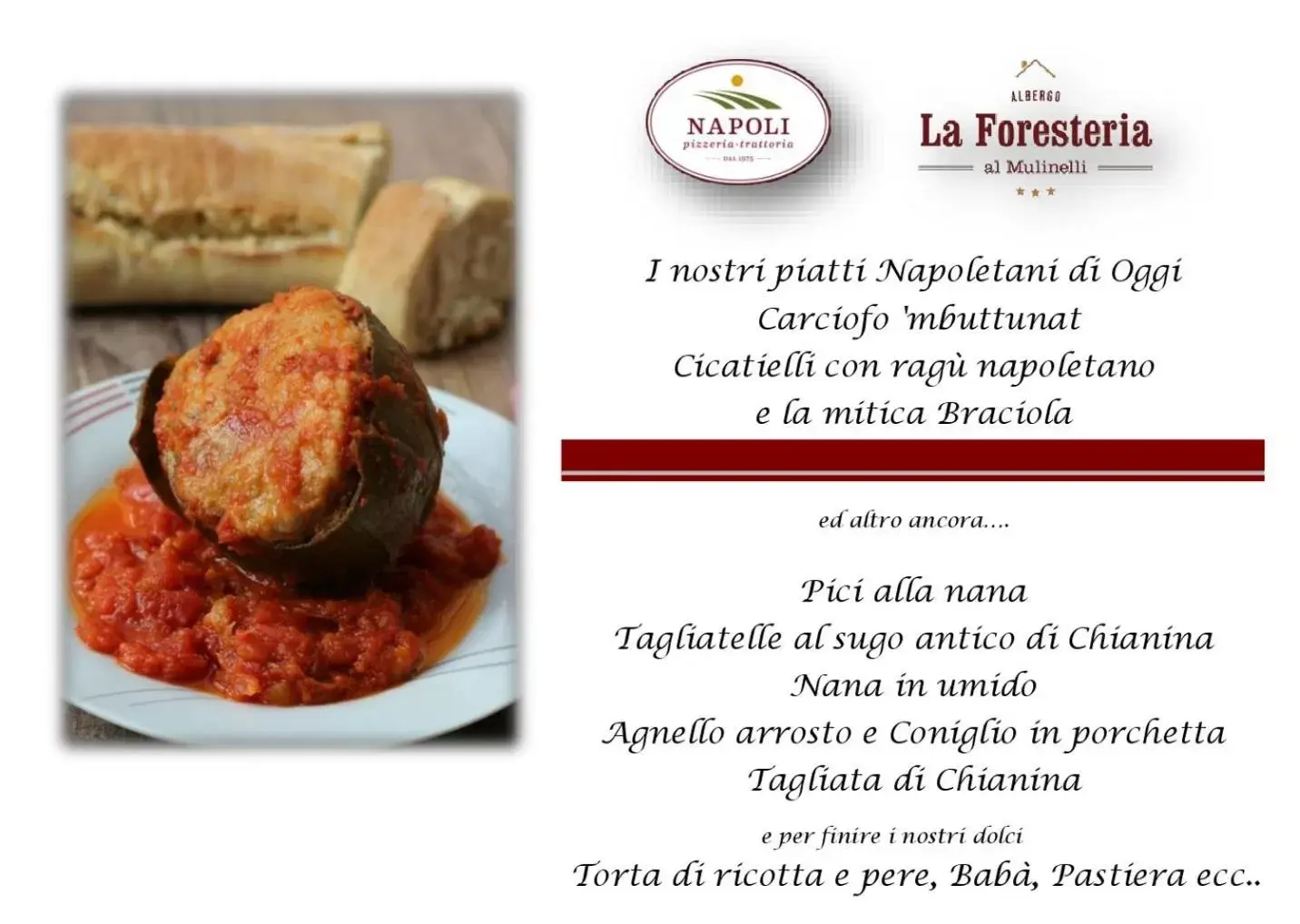 Restaurant/places to eat in Albergo La Foresteria