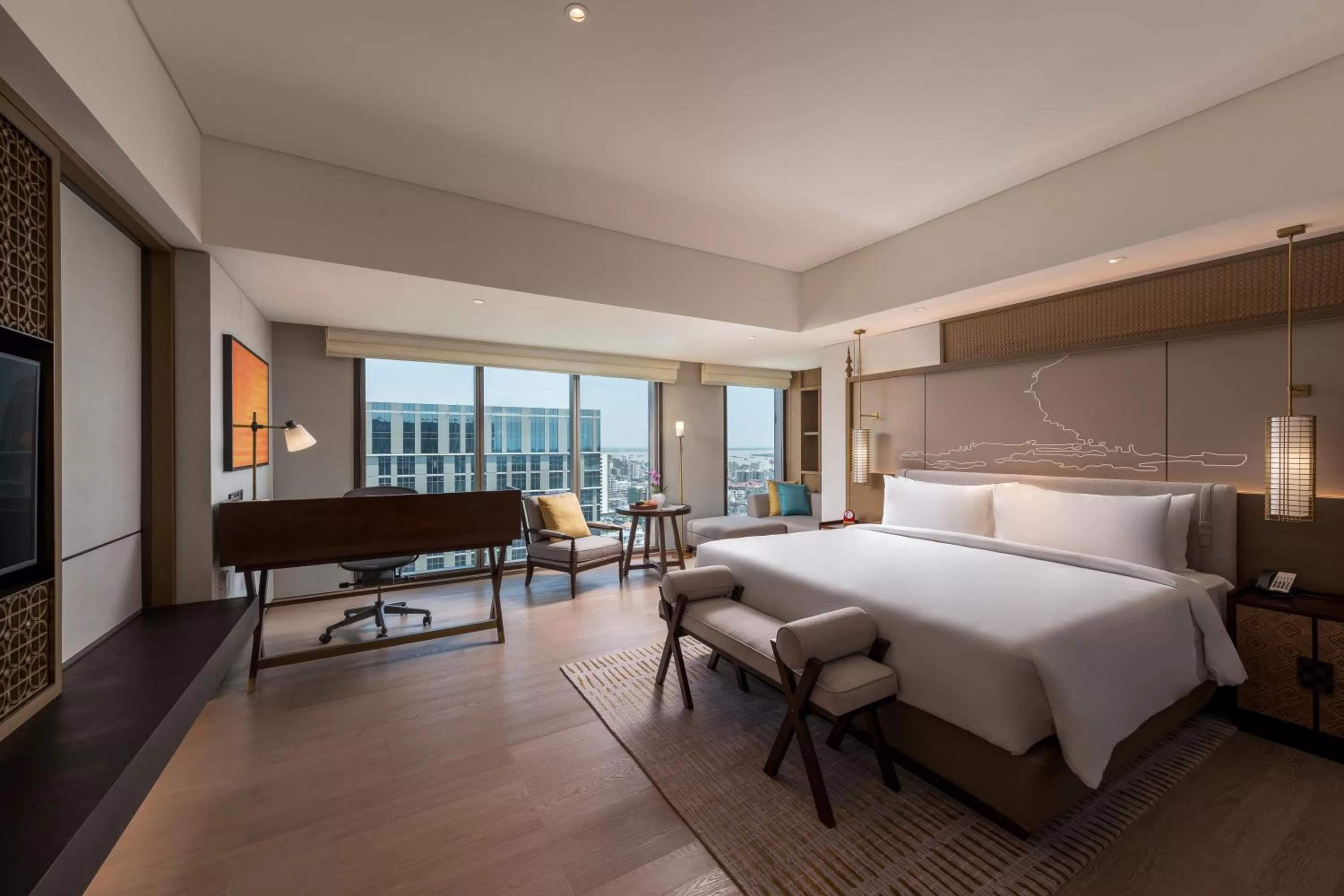 View (from property/room), Bed in Pan Pacific Yangon