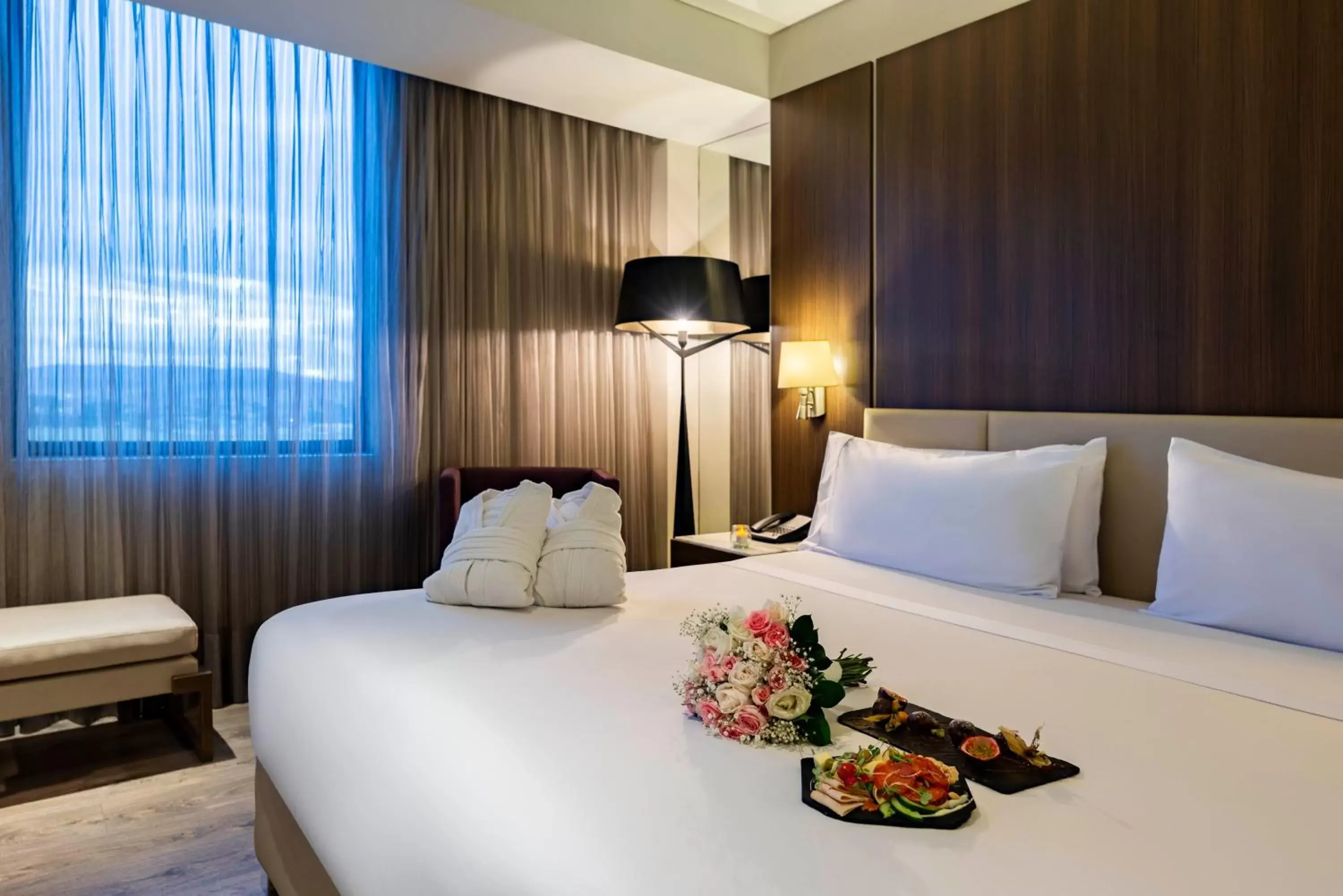 room service, Bed in Courtyard by Marriott Bogota Airport