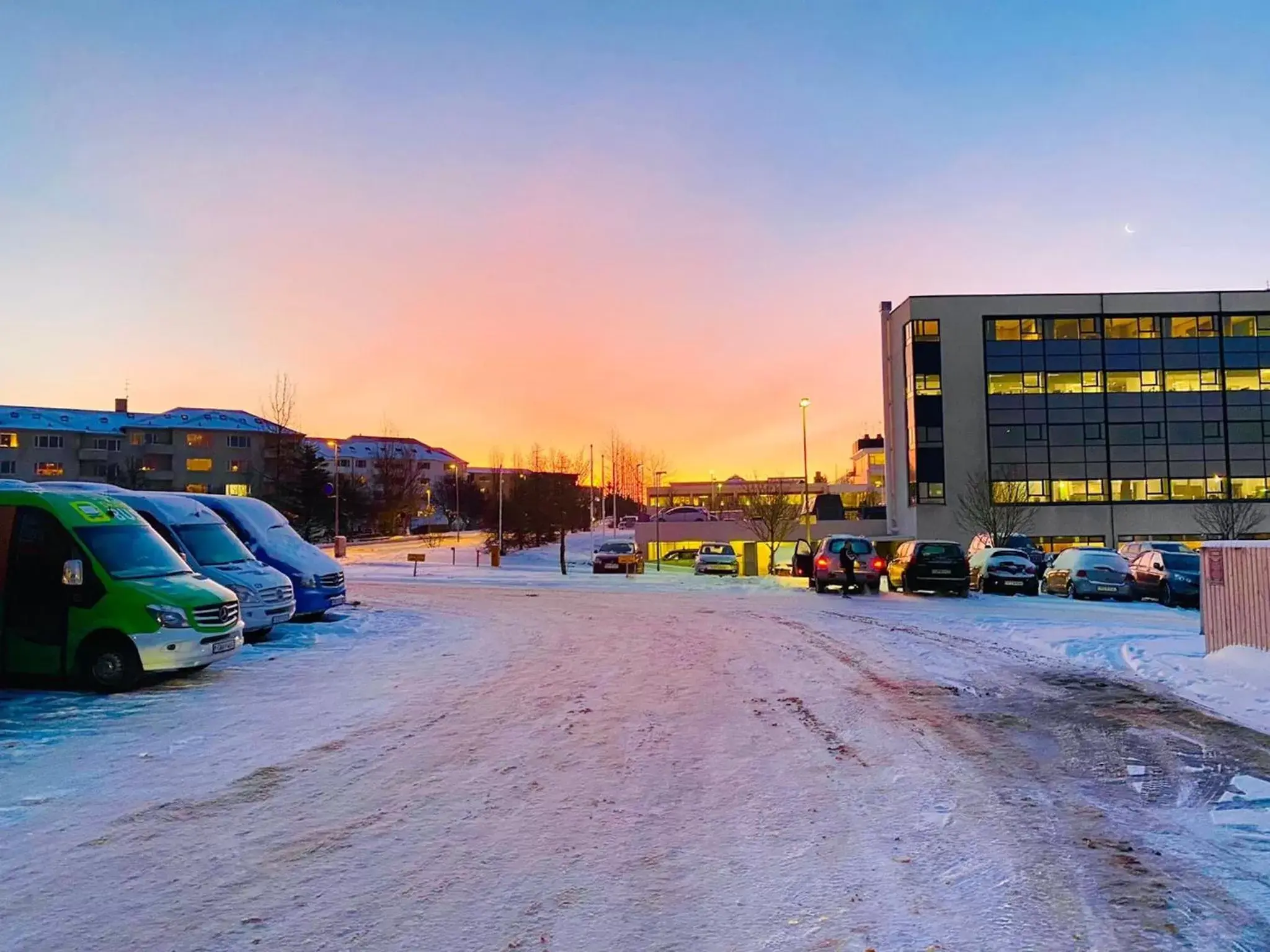 Property building, Winter in Bus Hostel